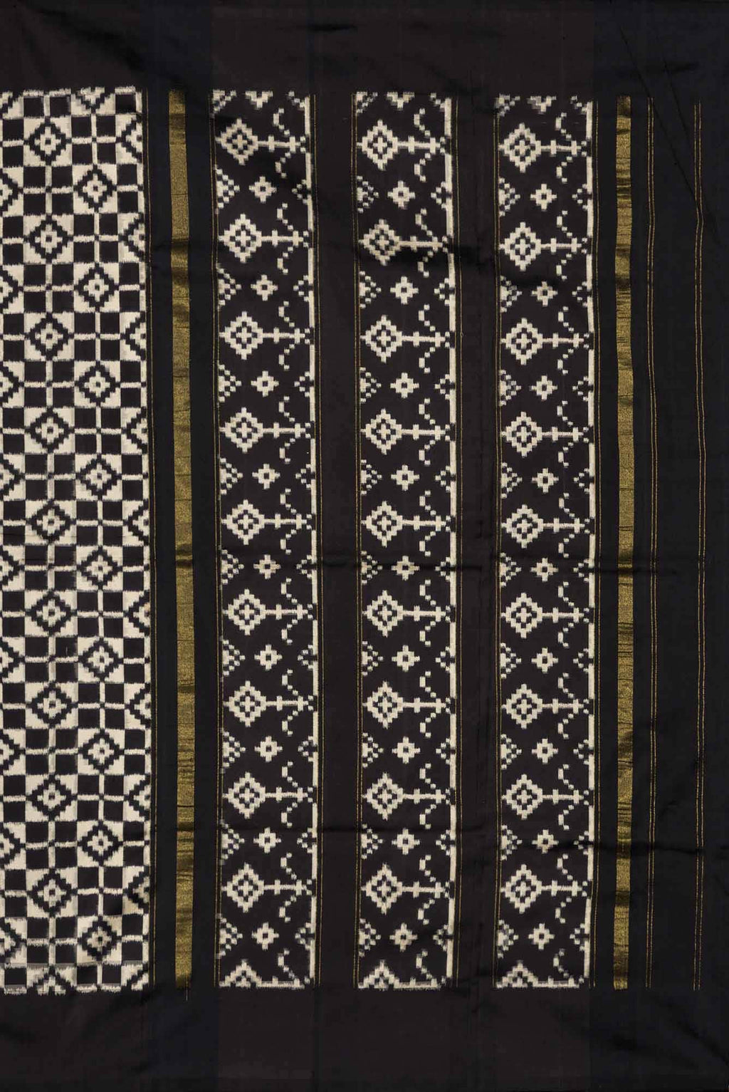 Black and White Dual Tone Double Ikat Saree
