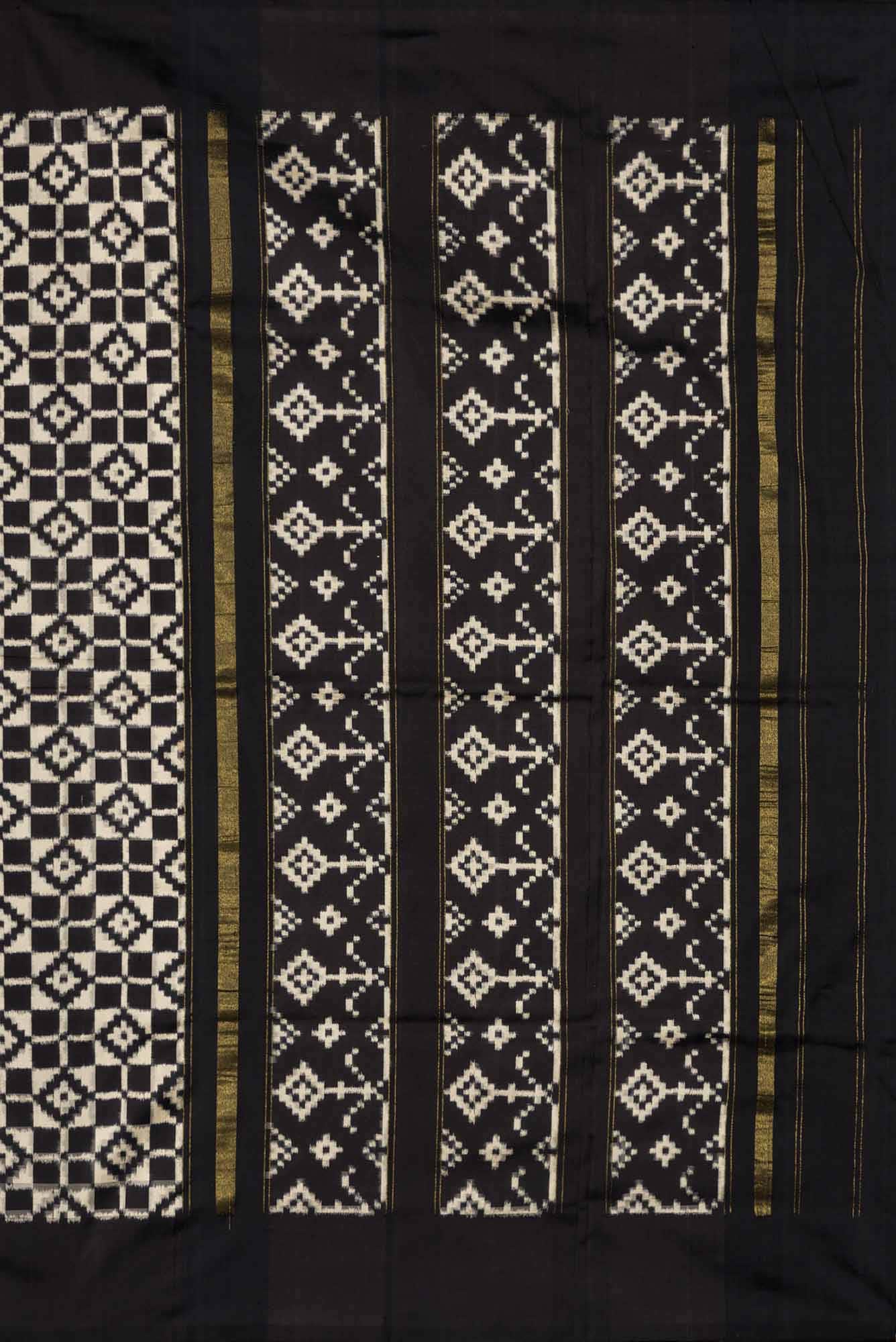 Black and White Dual Tone Double Ikat Saree