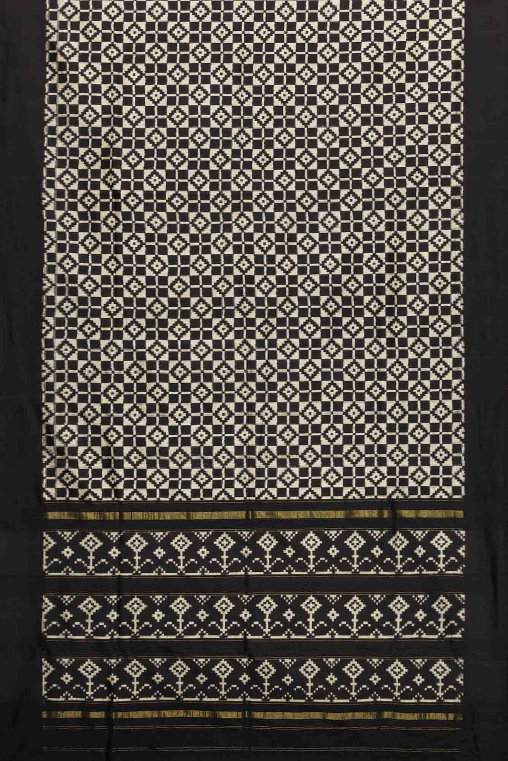 Black and White Dual Tone Double Ikat Saree