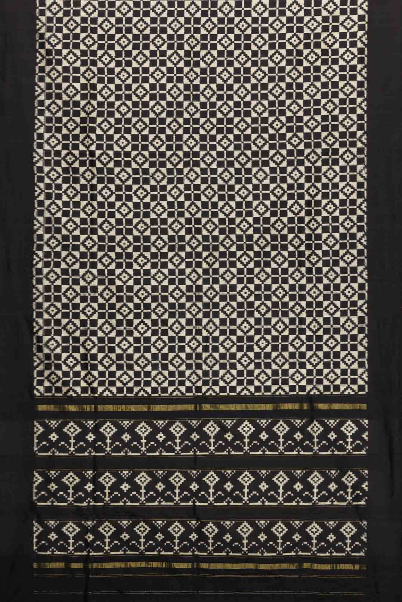 Black and White Dual Tone Double Ikat Saree