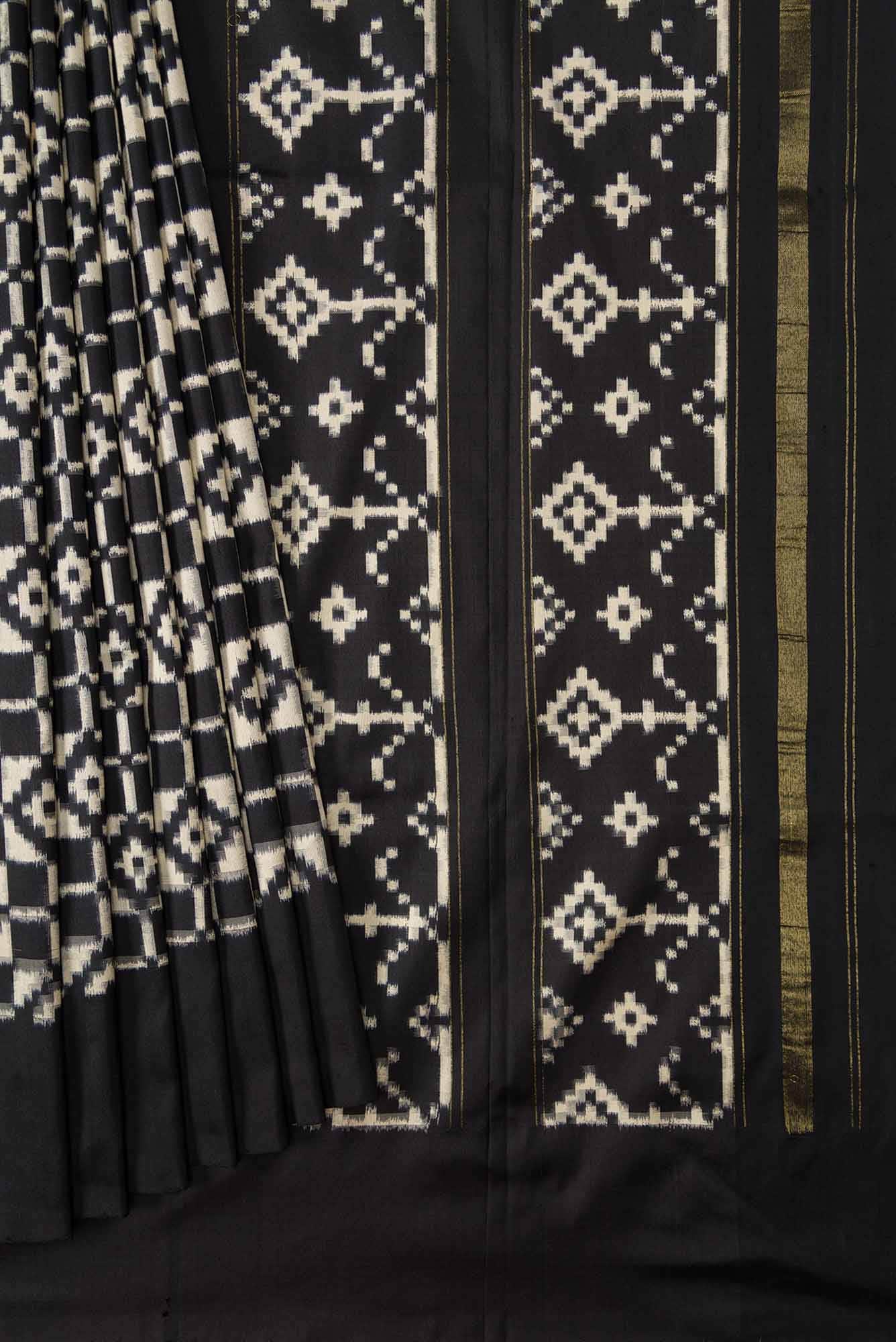 Black and White Dual Tone Double Ikat Saree