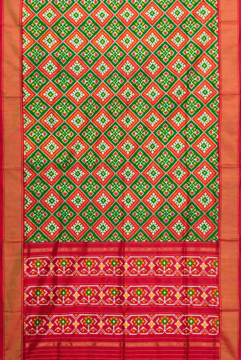 Green Dual Tone Double Ikat Saree