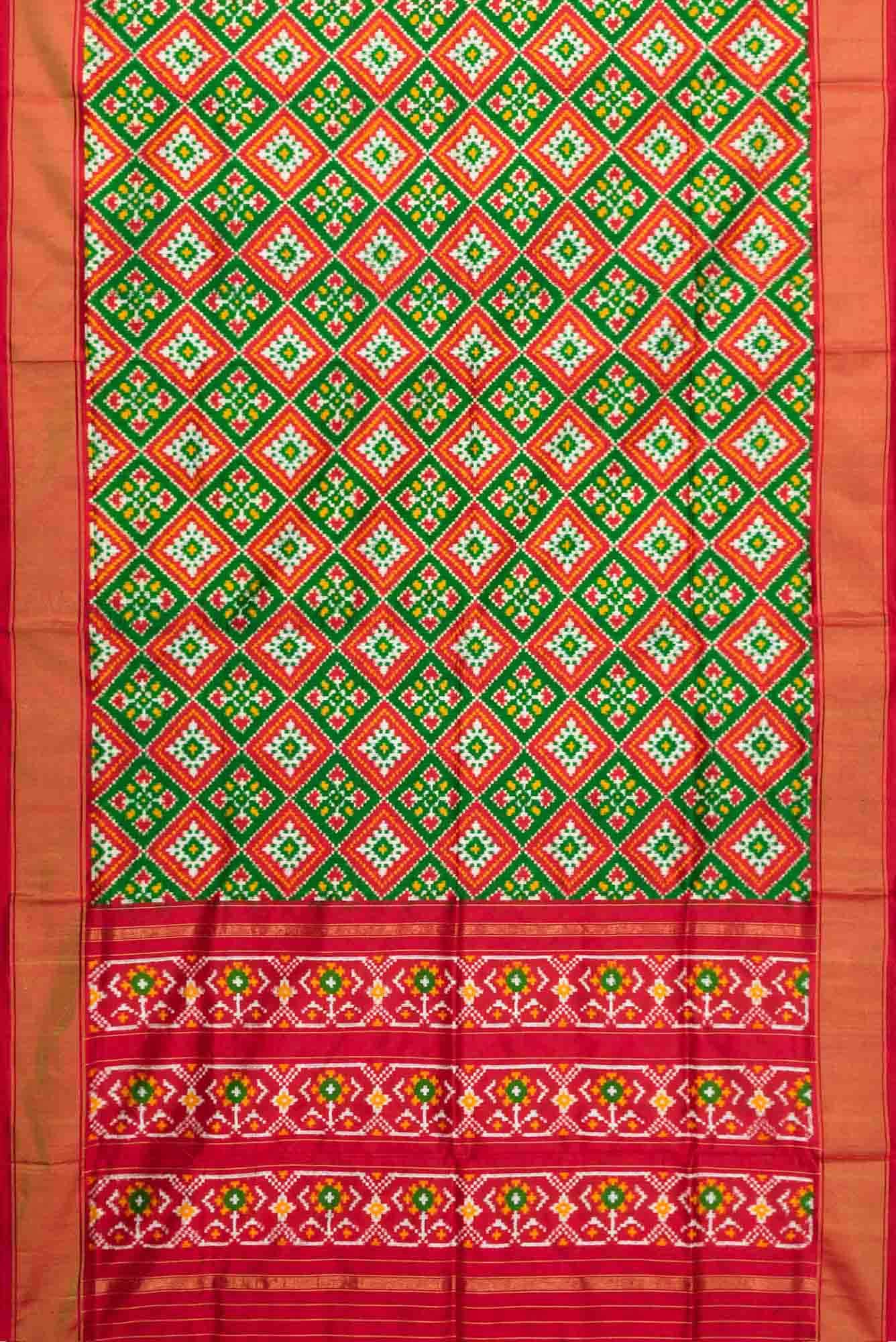 Green Dual Tone Double Ikat Saree