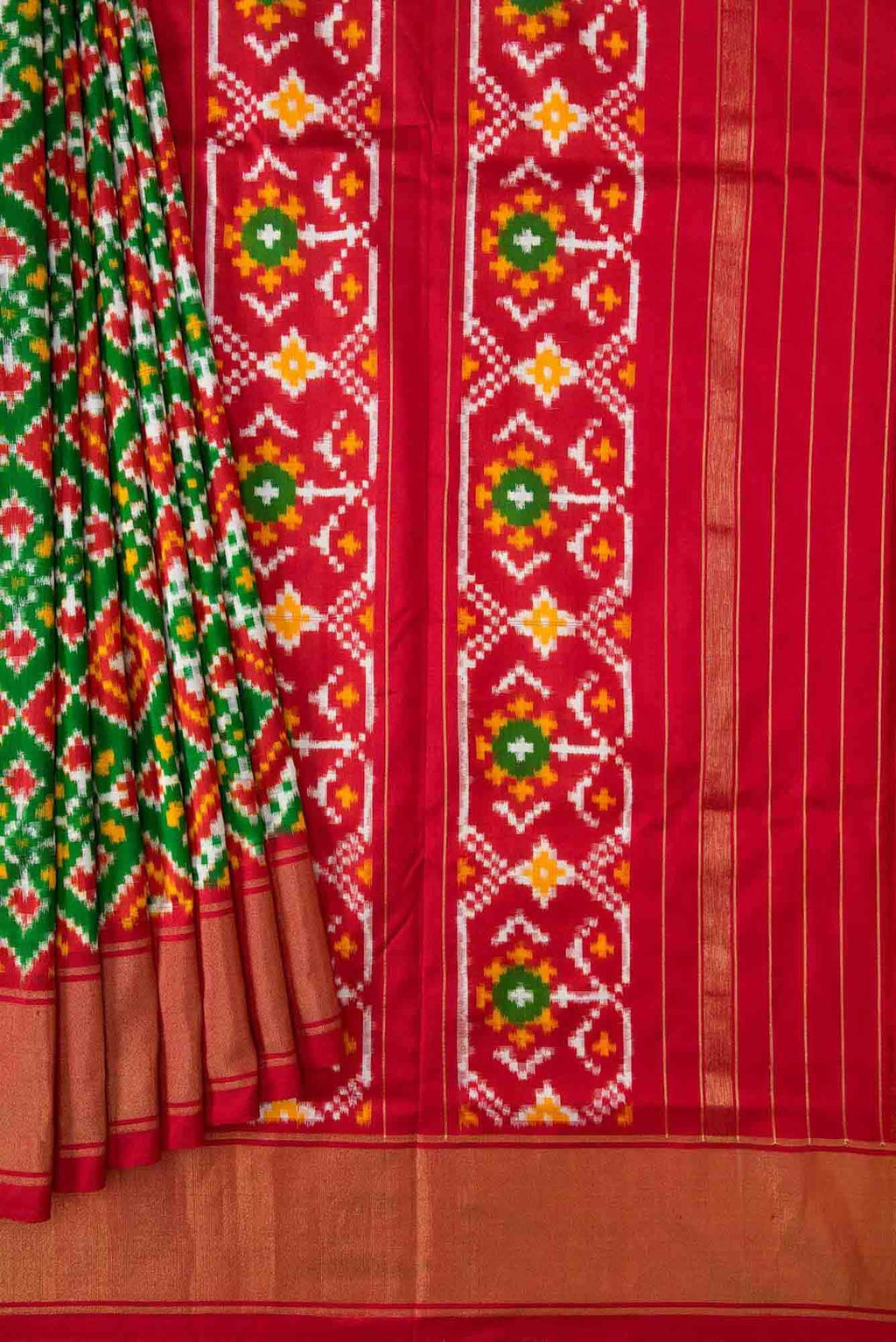 Green Dual Tone Double Ikat Saree