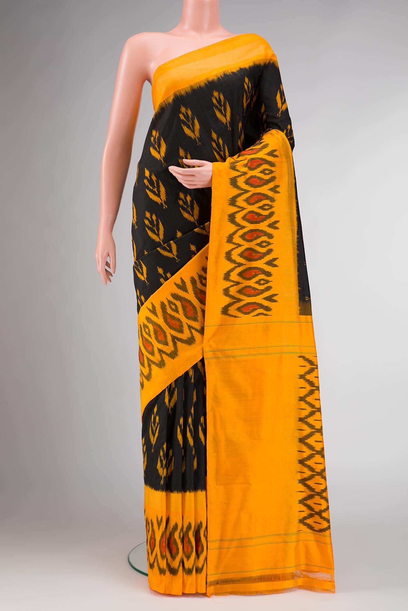Black Dual Tone Double Ikat Saree