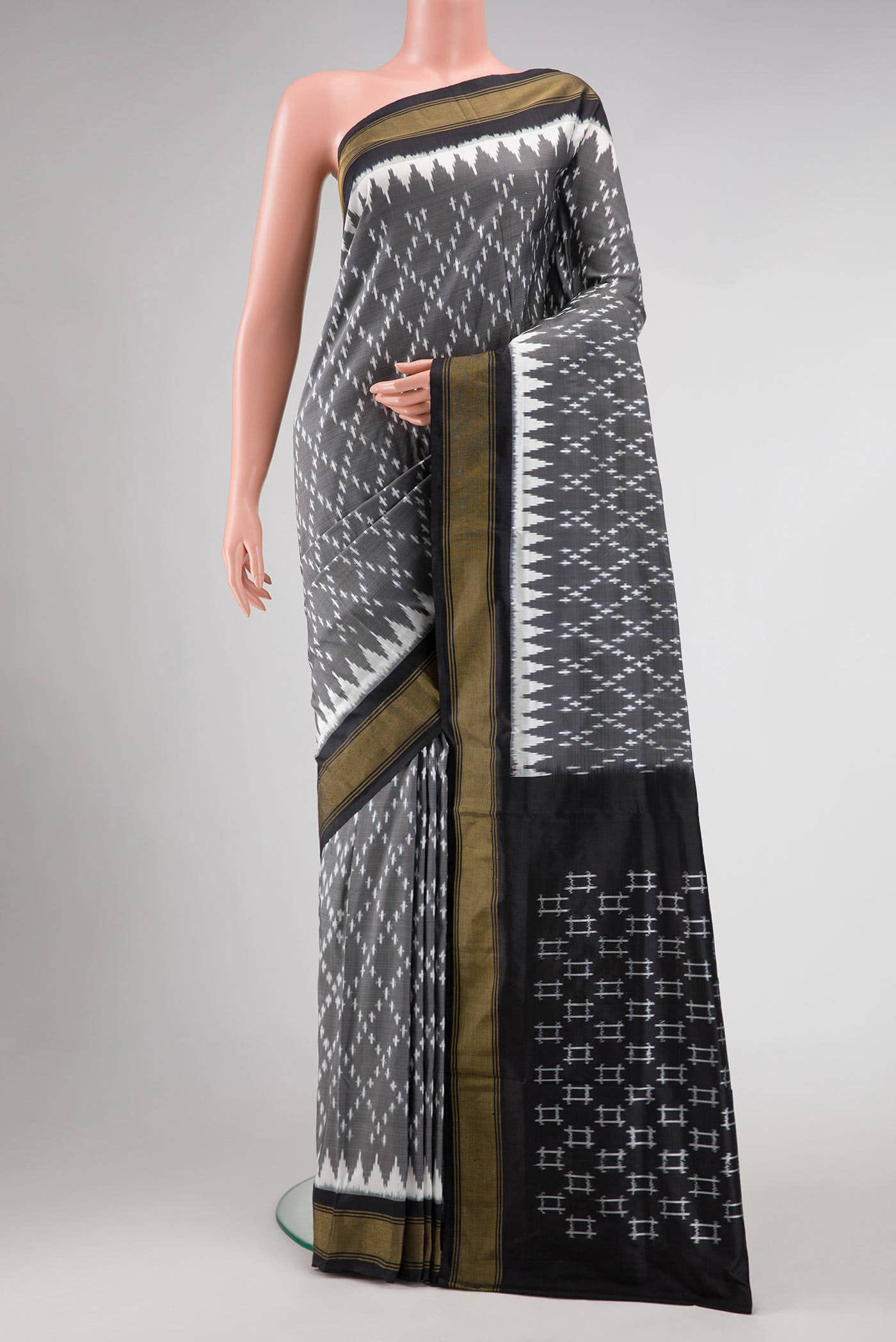 Black Double Ikat Saree
