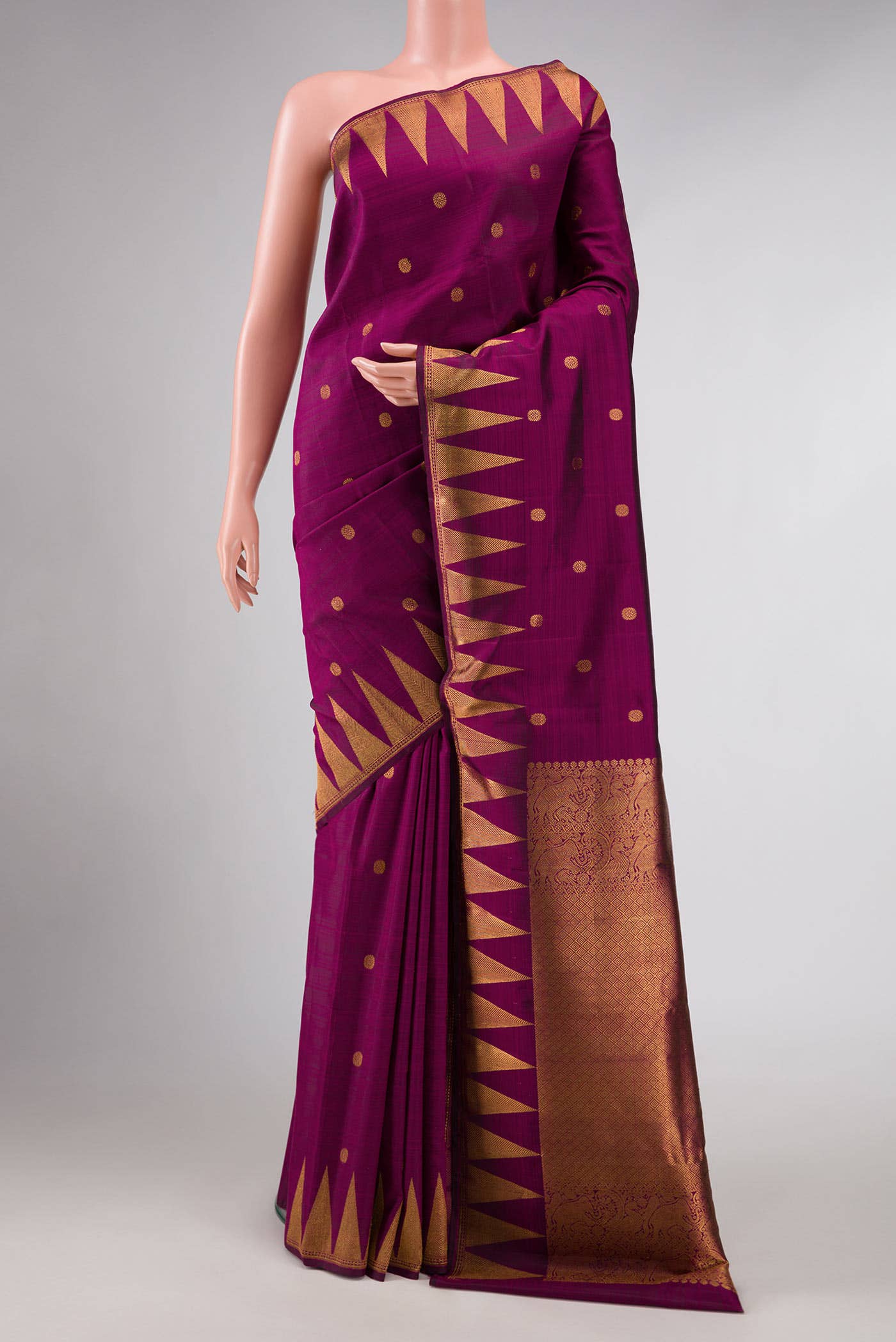 Magenta Dual Tone Kanchipuram Silk Saree