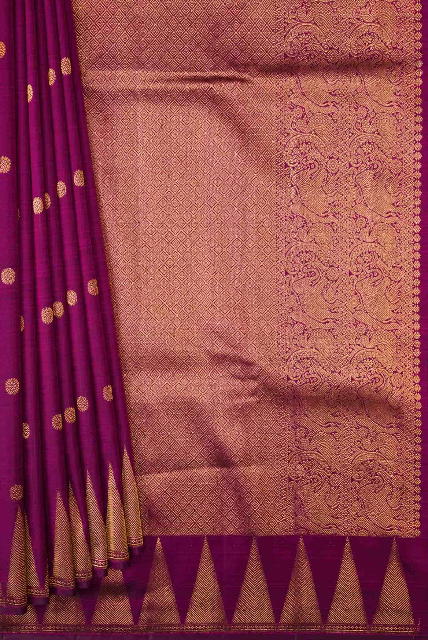 Magenta Dual Tone Kanchipuram Silk Saree
