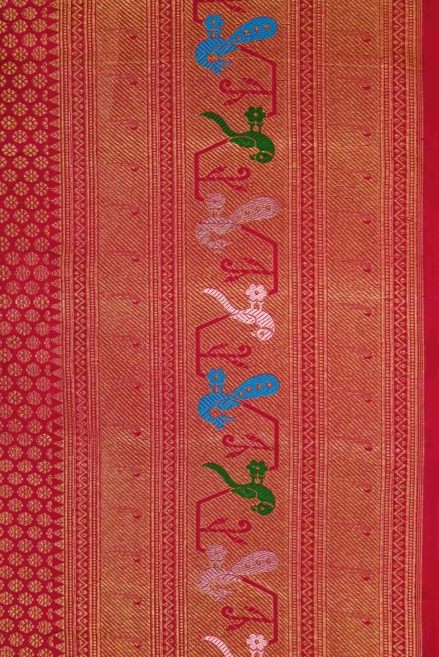 Red Dual Tone Kanchipuram Tissue Silk Saree