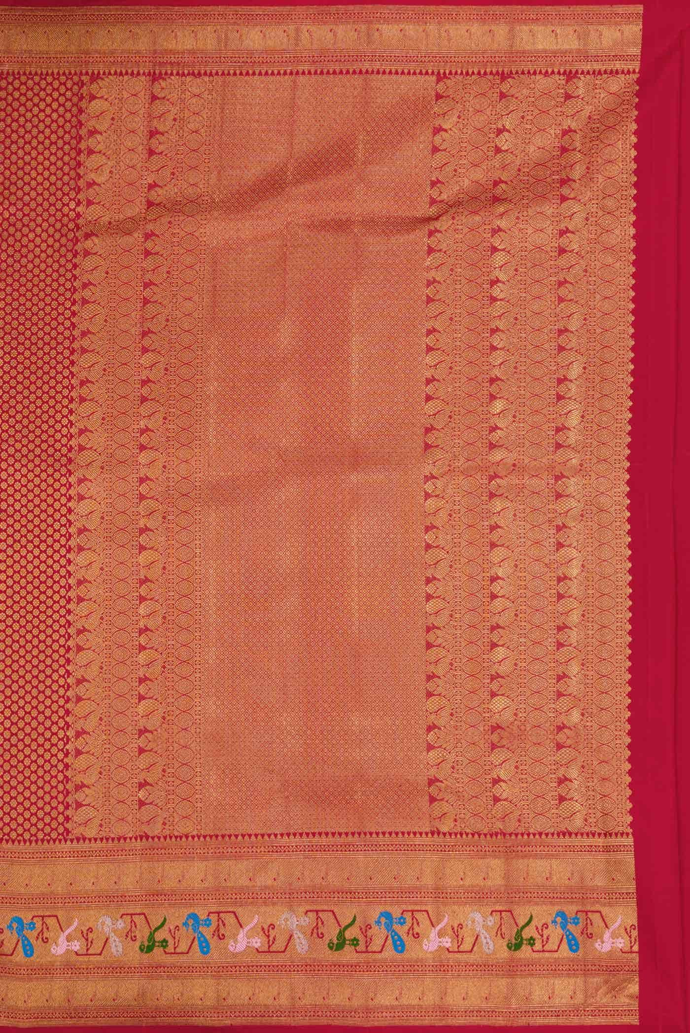 Red Dual Tone Kanchipuram Tissue Silk Saree