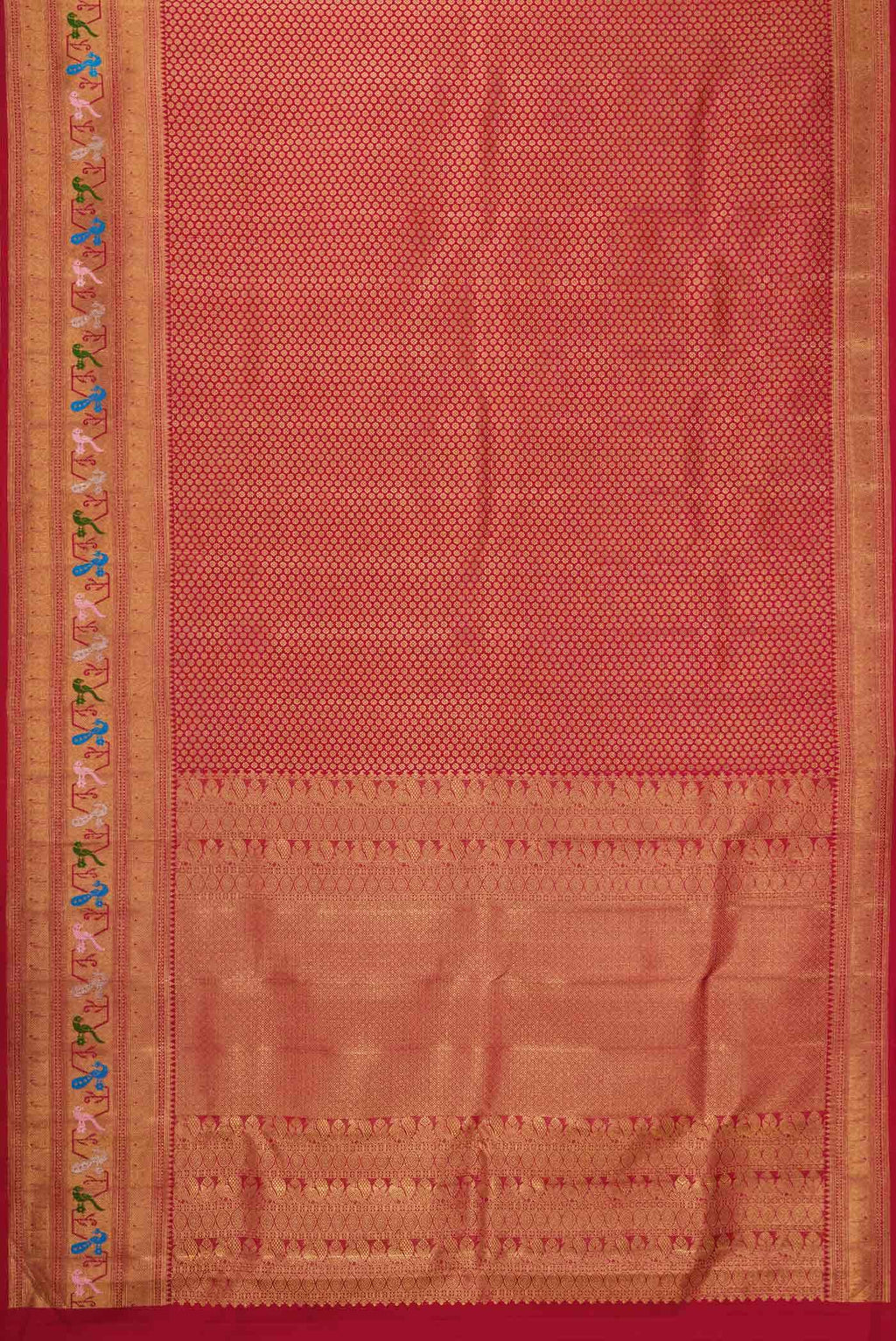 Red Dual Tone Kanchipuram Tissue Silk Saree