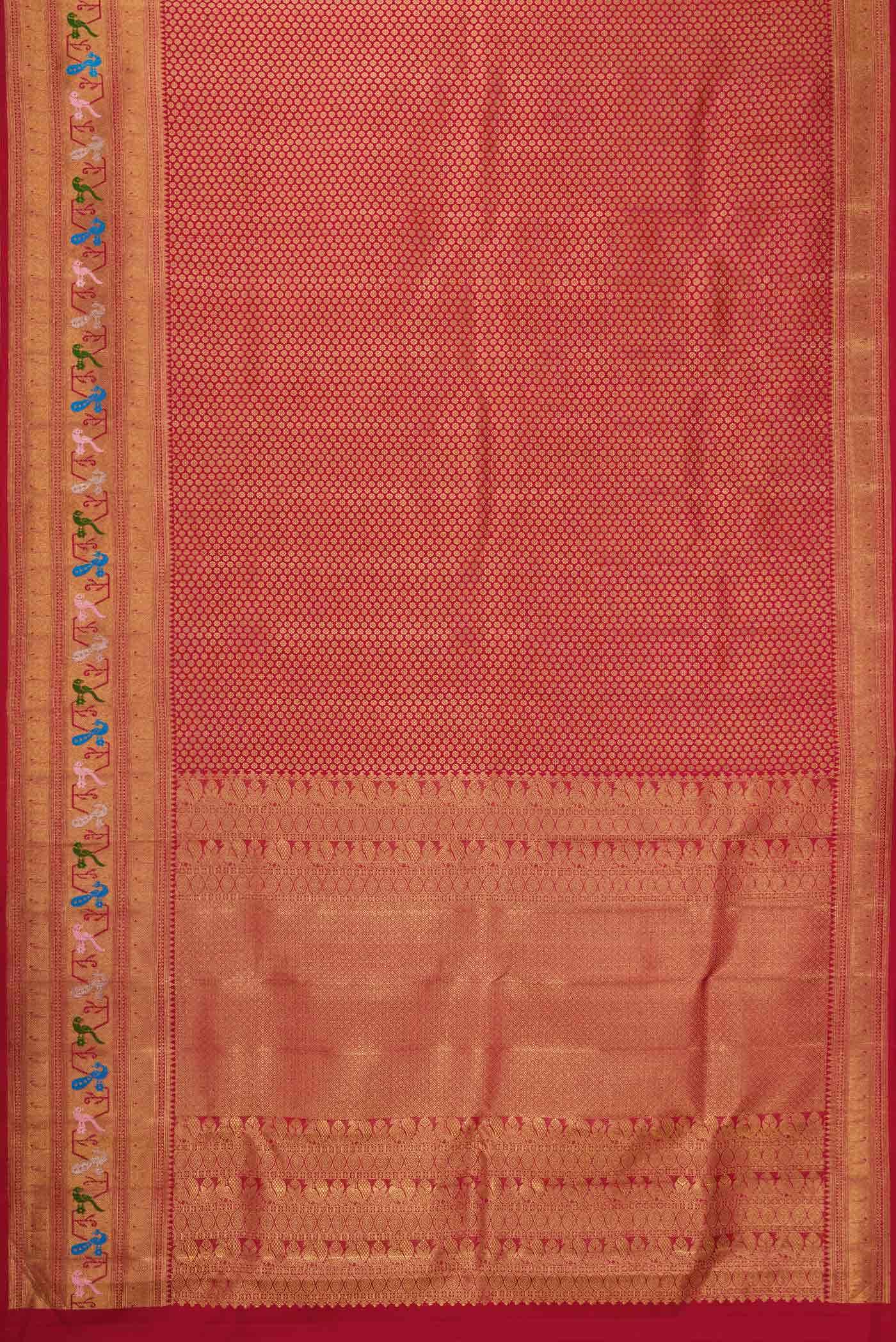 Red Dual Tone Kanchipuram Tissue Silk Saree