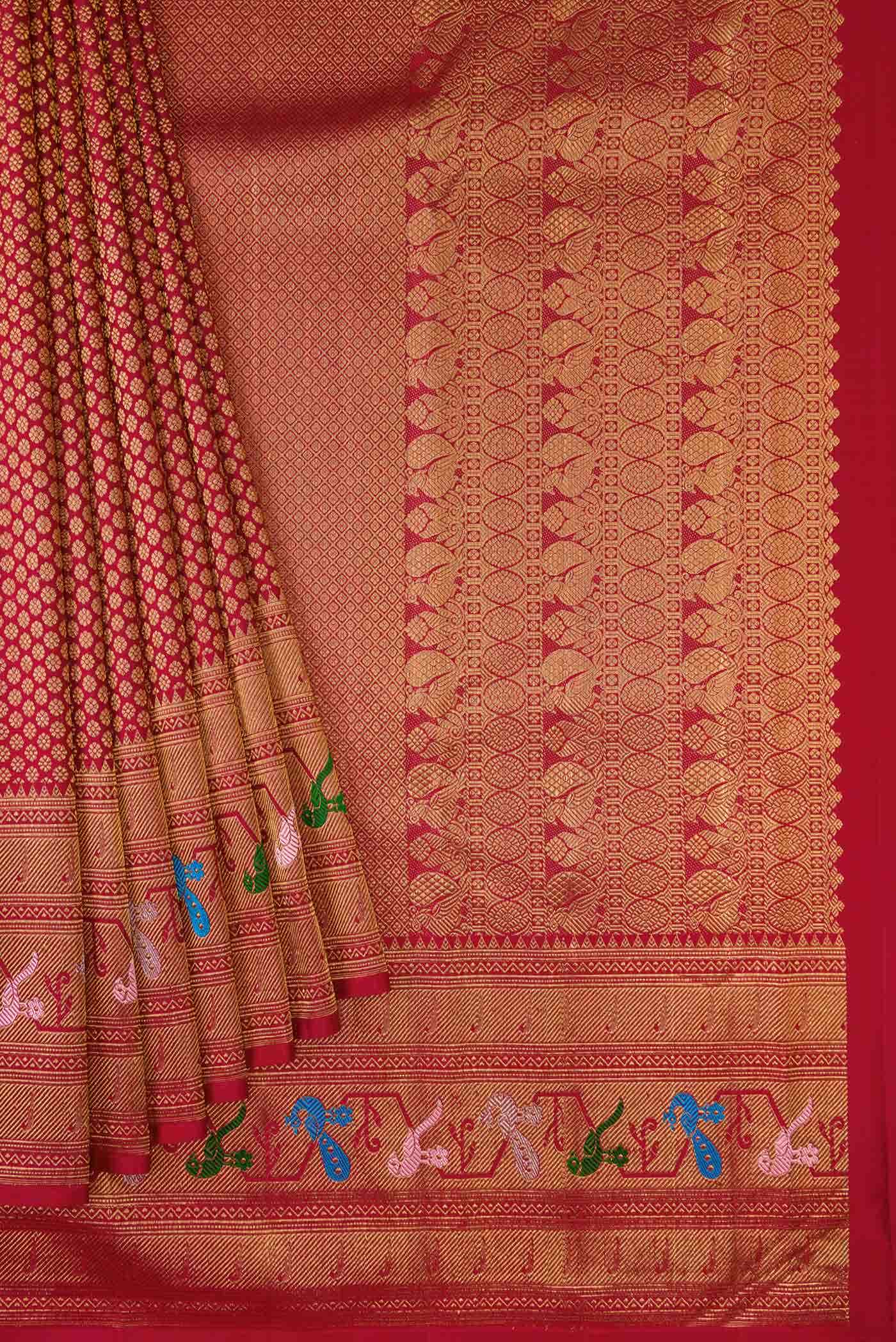 Red Dual Tone Kanchipuram Tissue Silk Saree