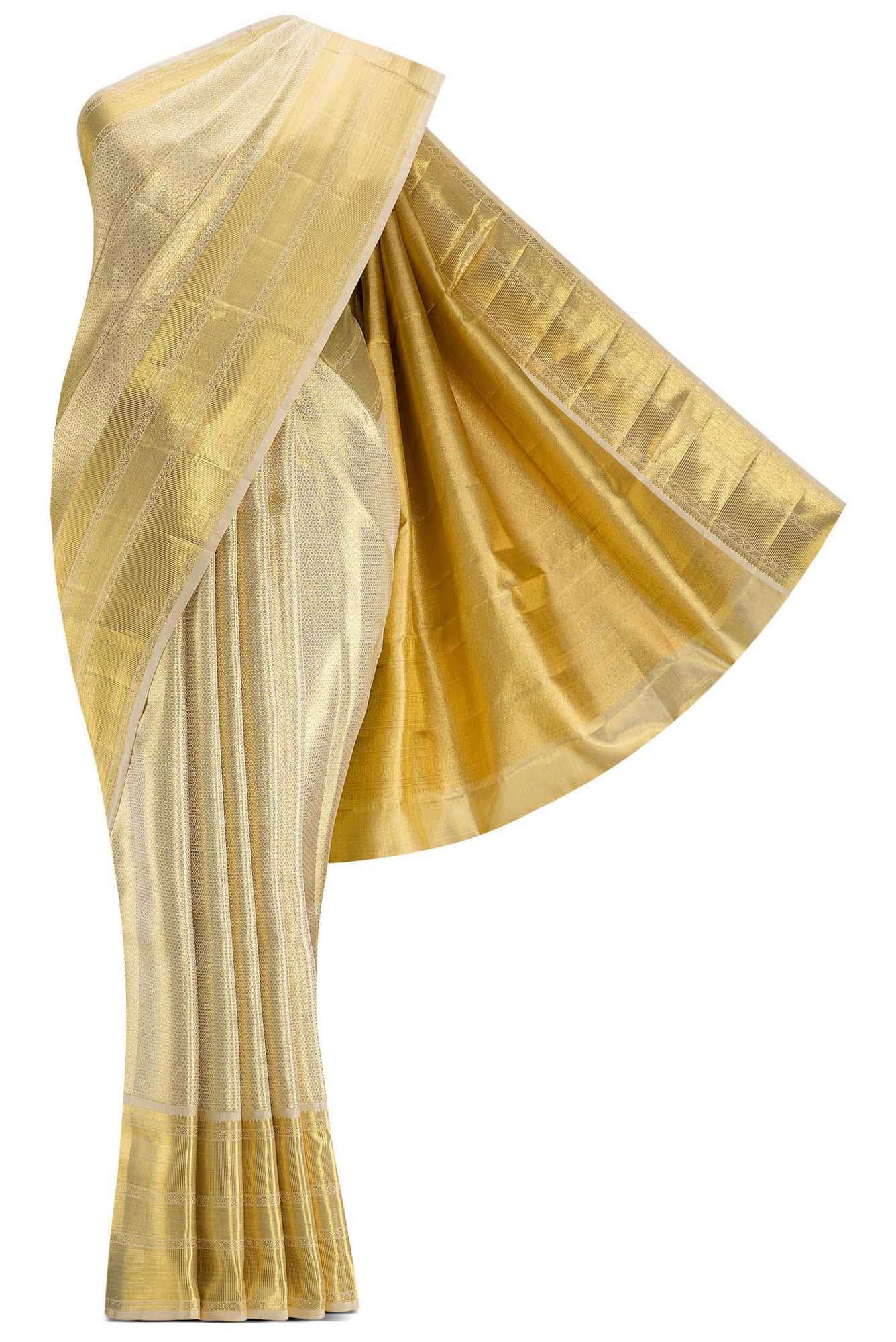 Gold Dual Tone Kanchipuram Tissue Silk Saree