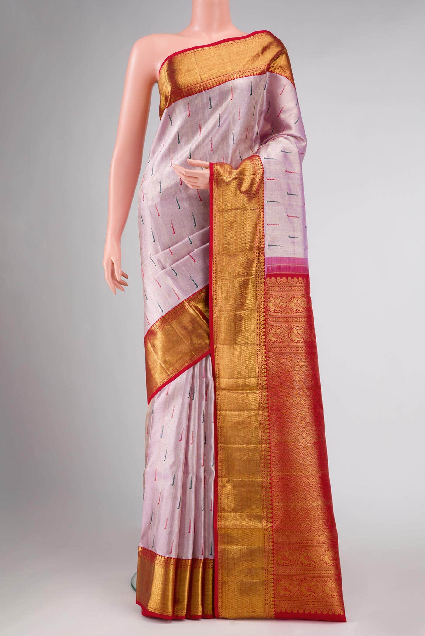 Lavender Kanchipuram Tissue Silk Saree
