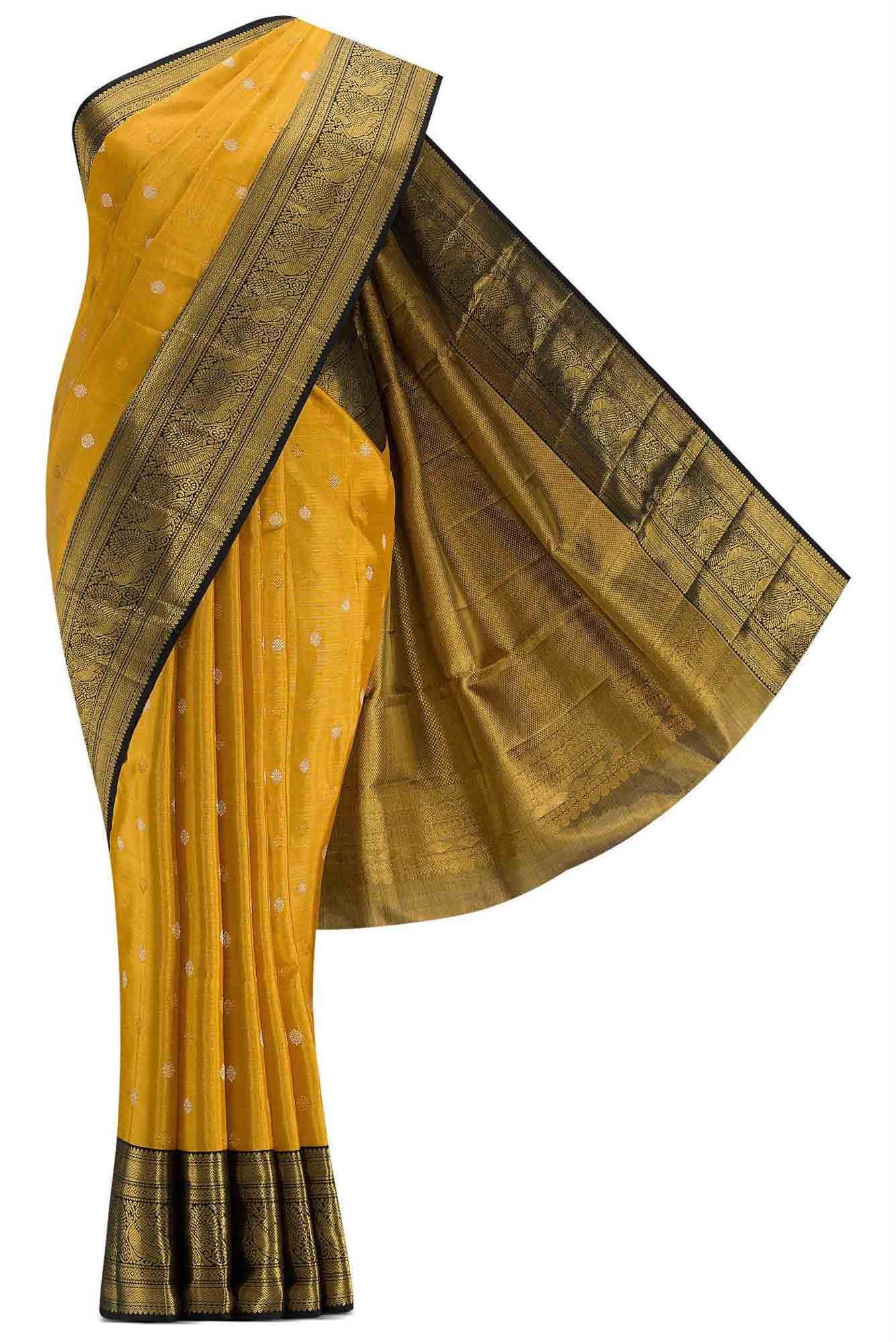 Gold Dual Tone Kanchipuram Tissue Silk Saree