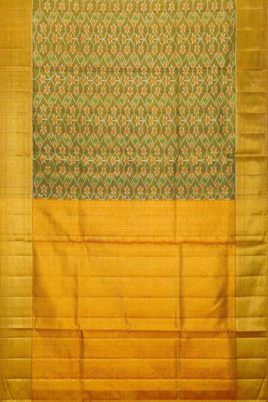 Mehandi Green and Red Dual Tone Kanchipuram Tissue Silk Saree