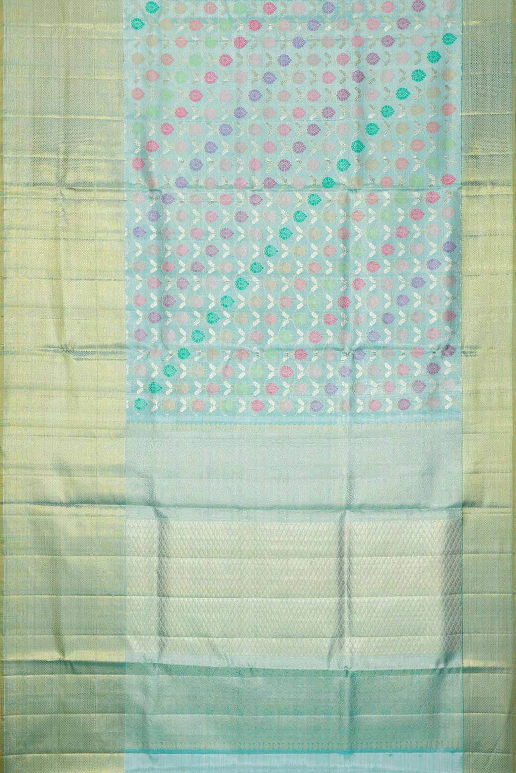 Sky Blue Dual Tone Kanchipuram Tissue Silk Saree