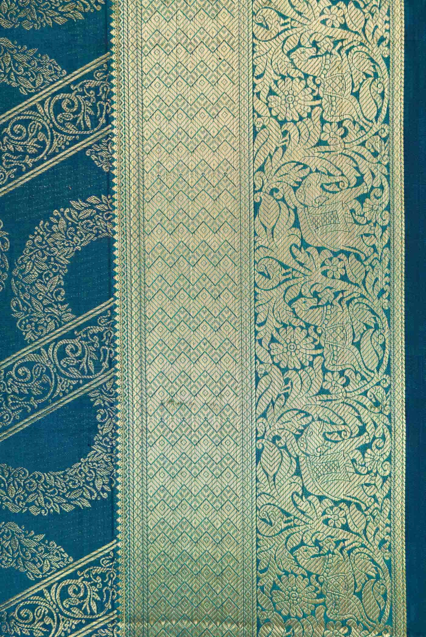 Peacock Blue Dual Tone Kanchipuram Silk Saree