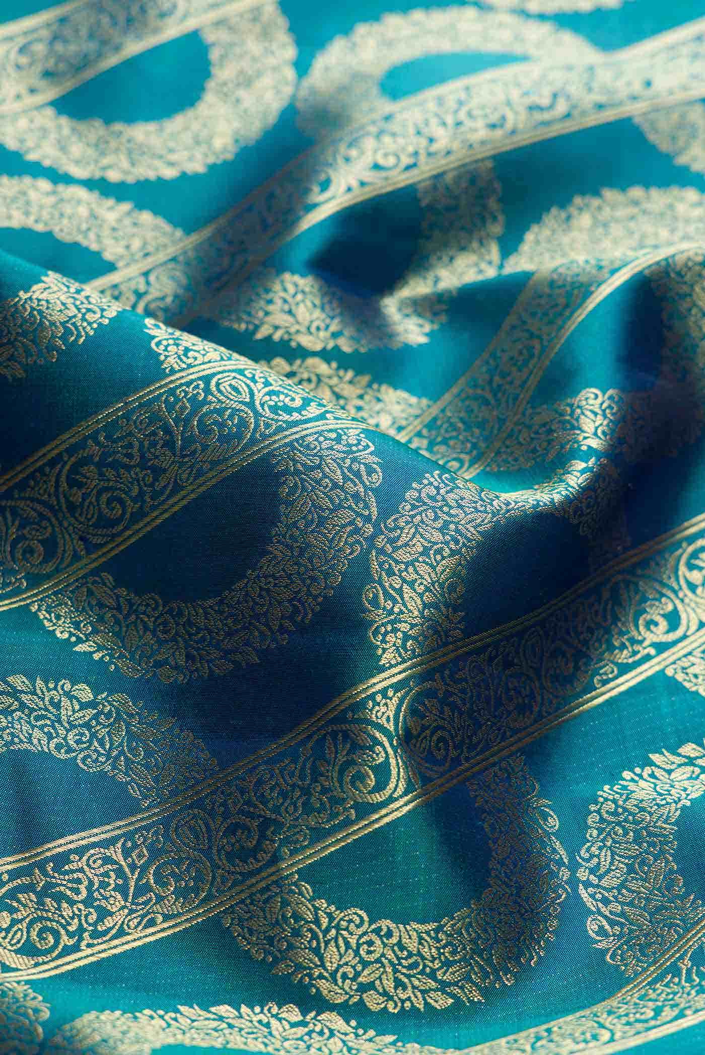 Peacock Blue Dual Tone Kanchipuram Silk Saree