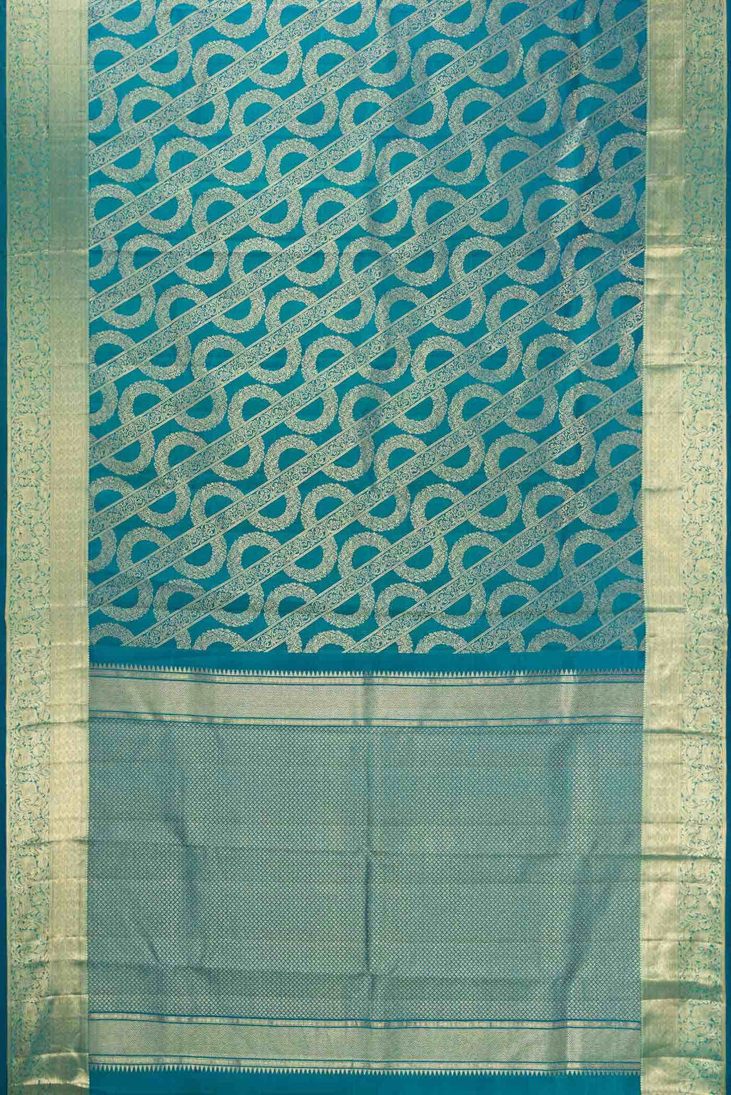 Peacock Blue Dual Tone Kanchipuram Silk Saree