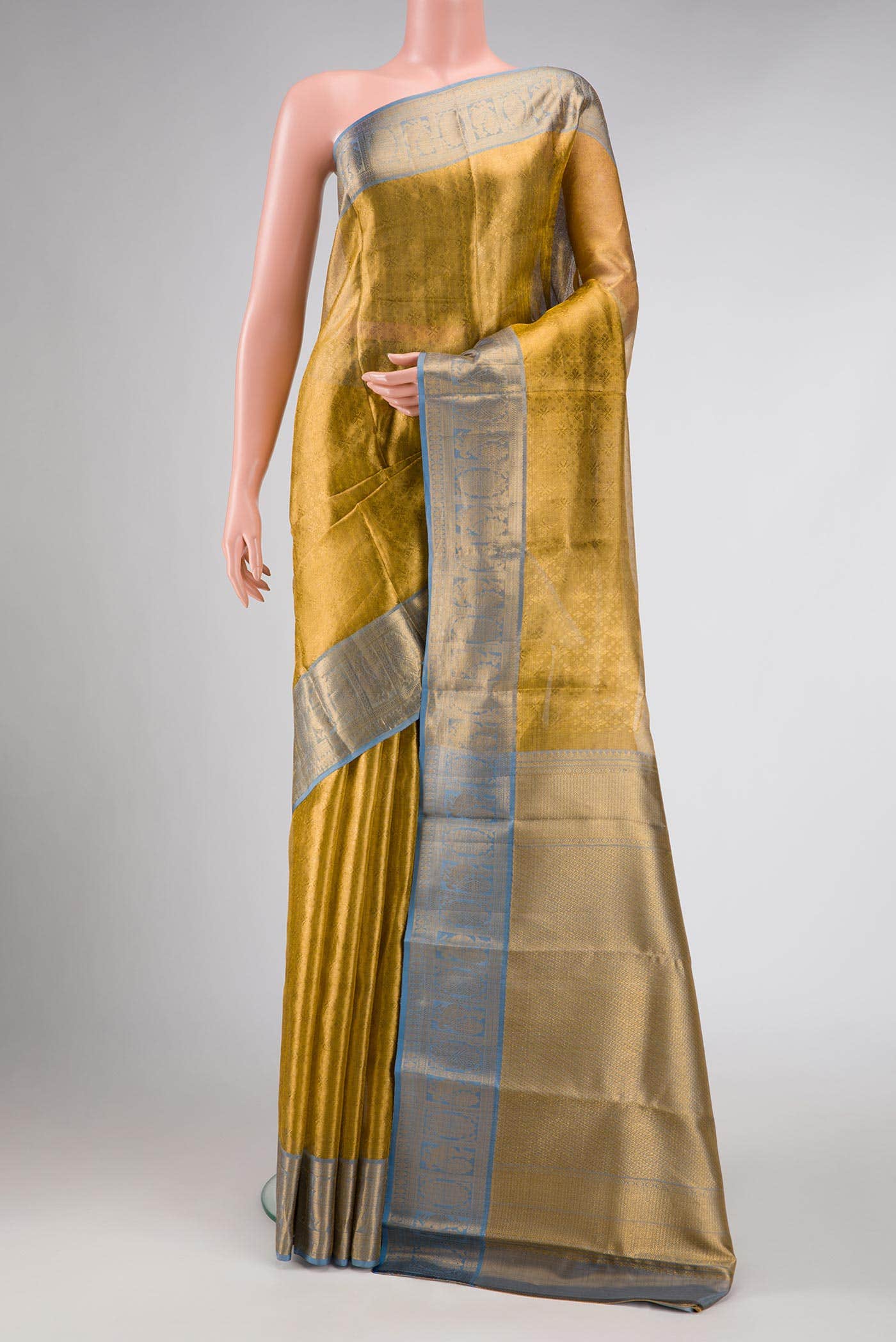Gold Dual Tone Kanchipuram Tissue Silk Saree