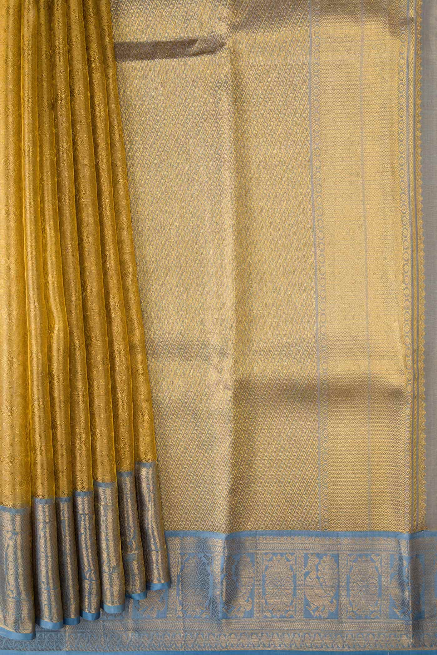 Gold Dual Tone Kanchipuram Tissue Silk Saree