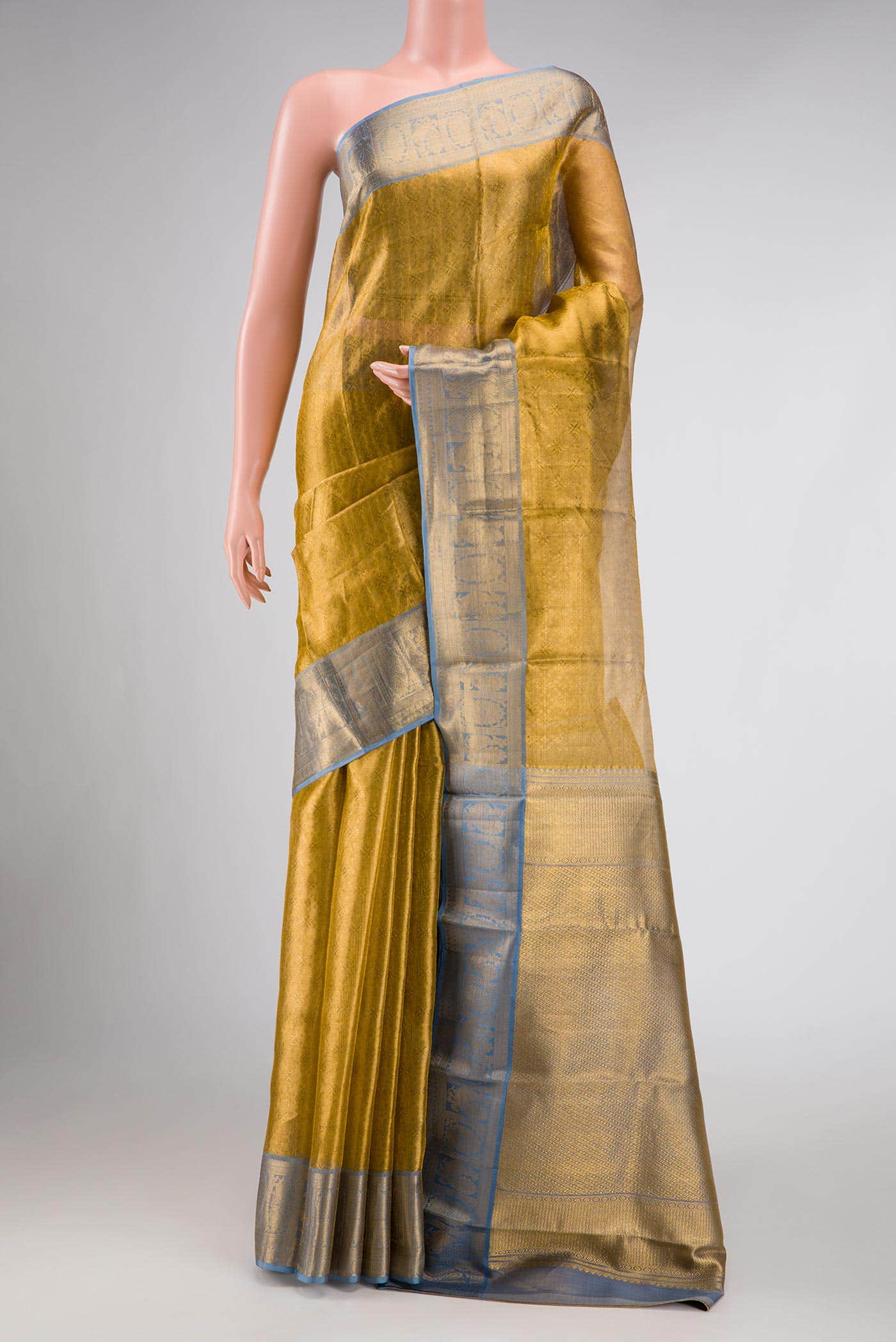 Gold Dual Tone Kanchipuram Tissue Silk Saree