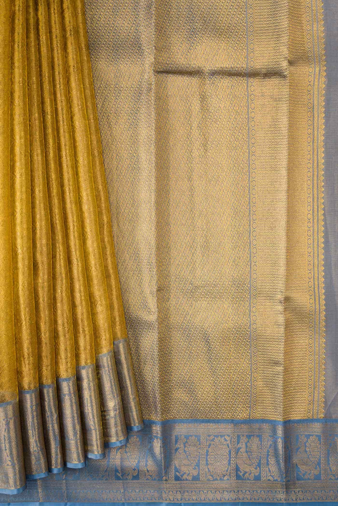 Gold Dual Tone Kanchipuram Tissue Silk Saree
