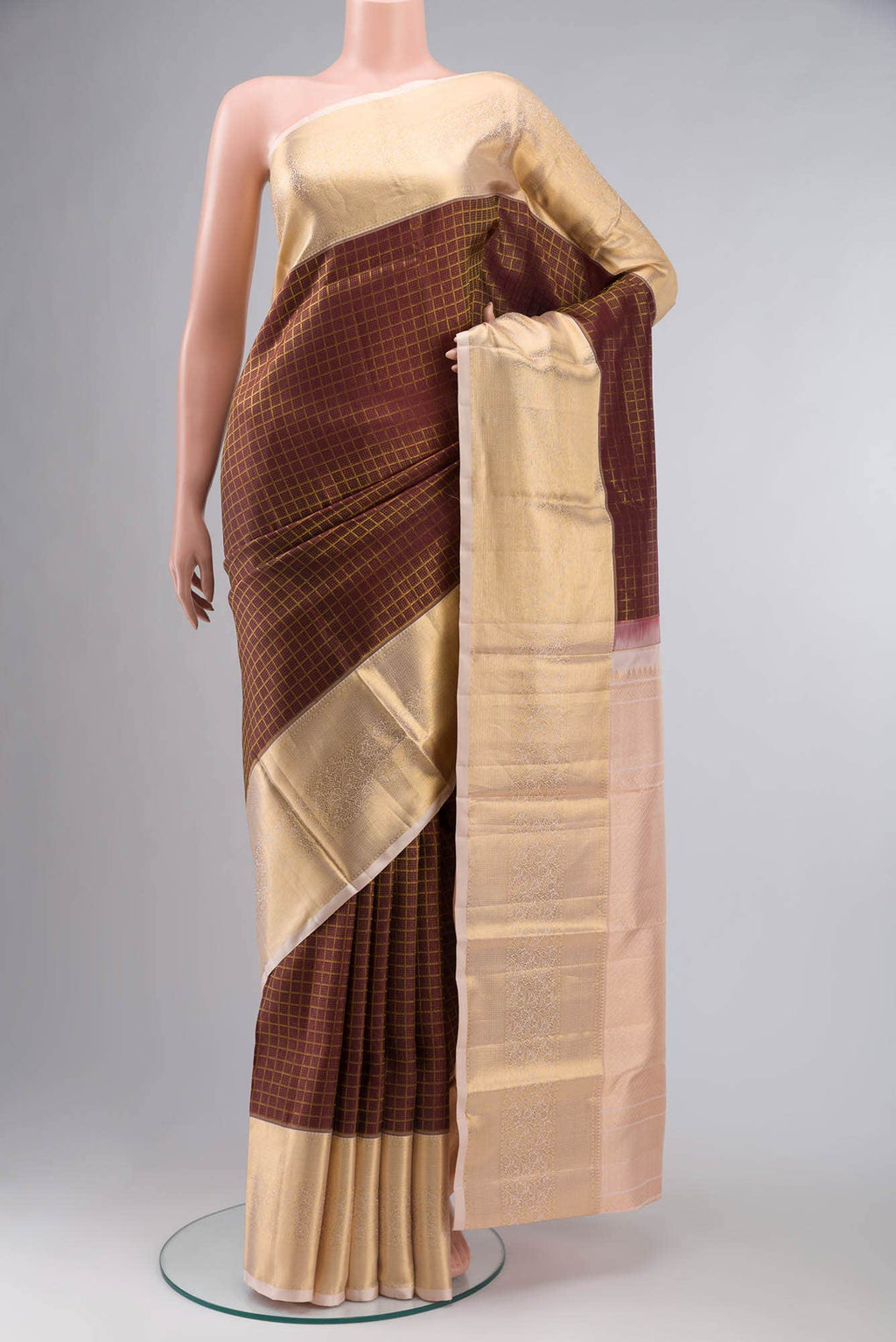 Brown Kanchipuram Silk Saree