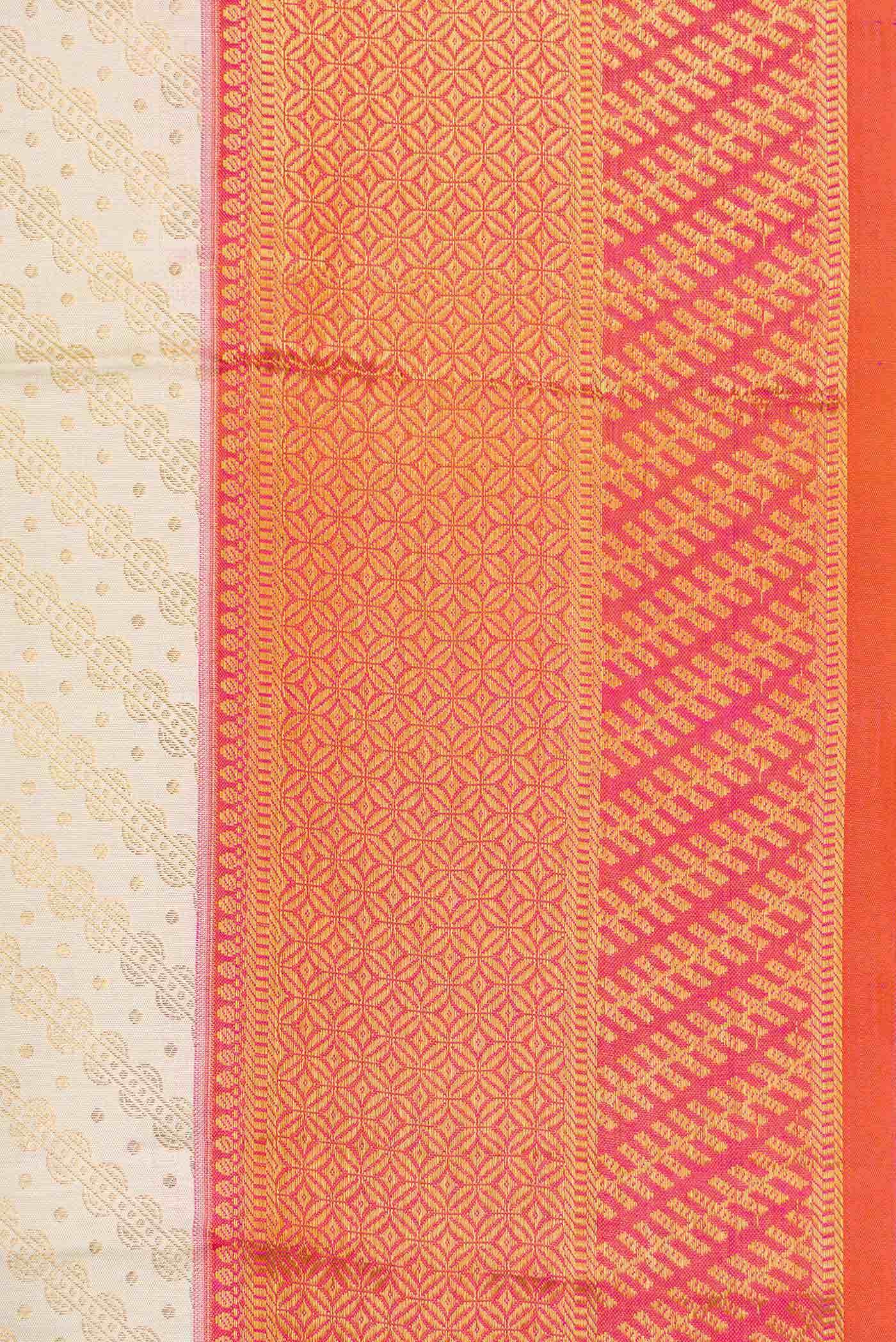 Off White Dual Tone Kanchipuram Silk Saree
