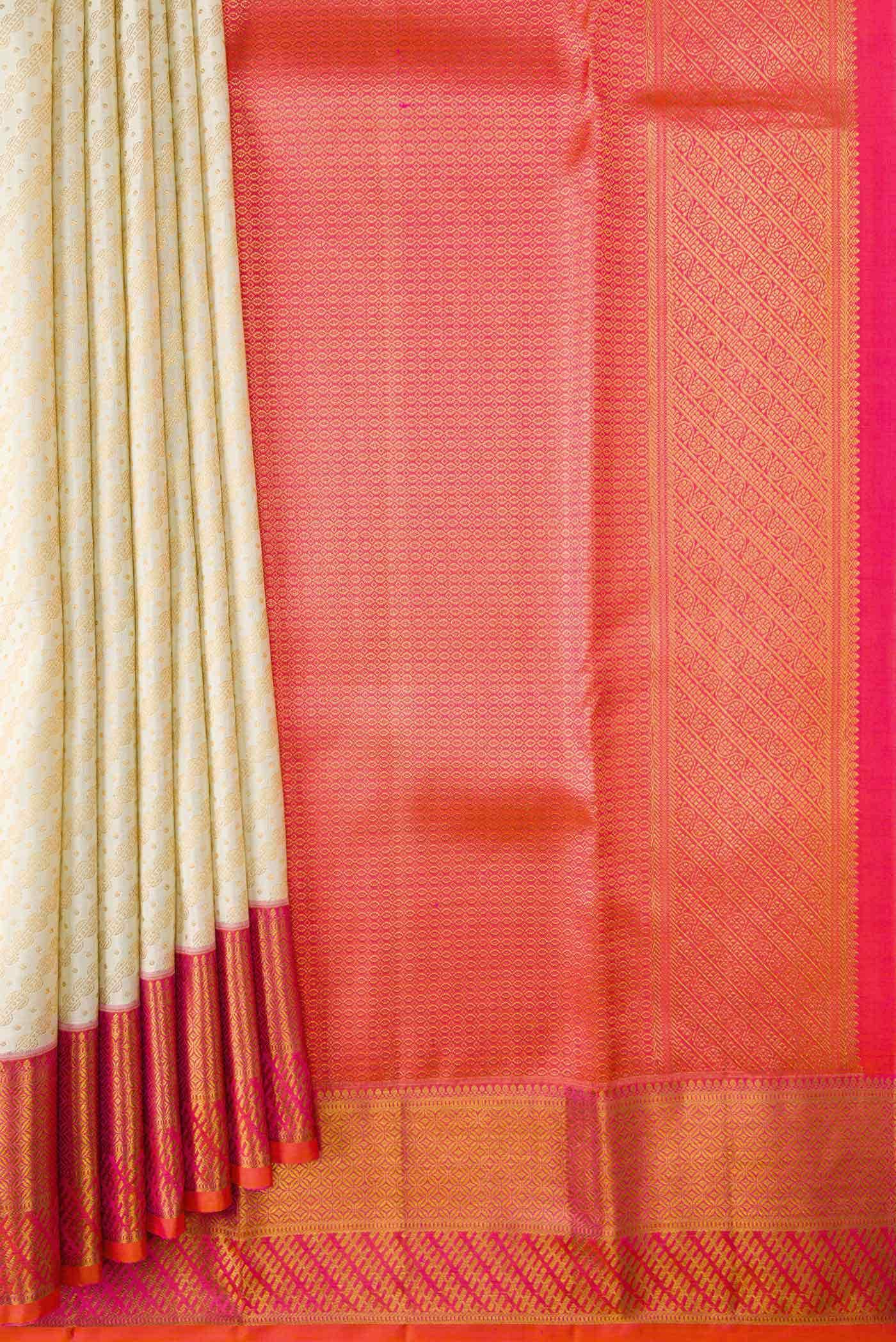 Off White Dual Tone Kanchipuram Silk Saree