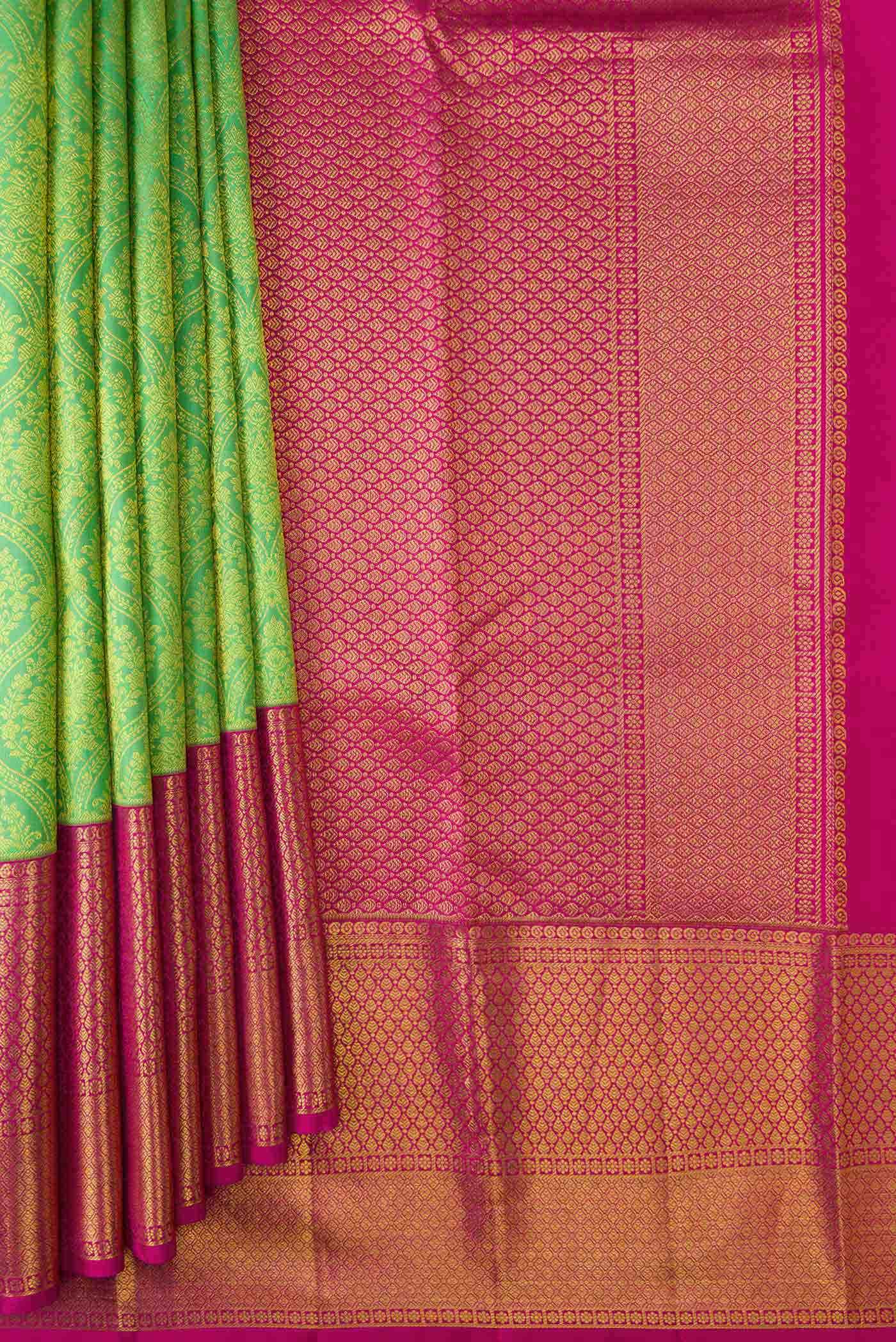 Parrot Green Dual Tone Kanchipuram Silk Saree