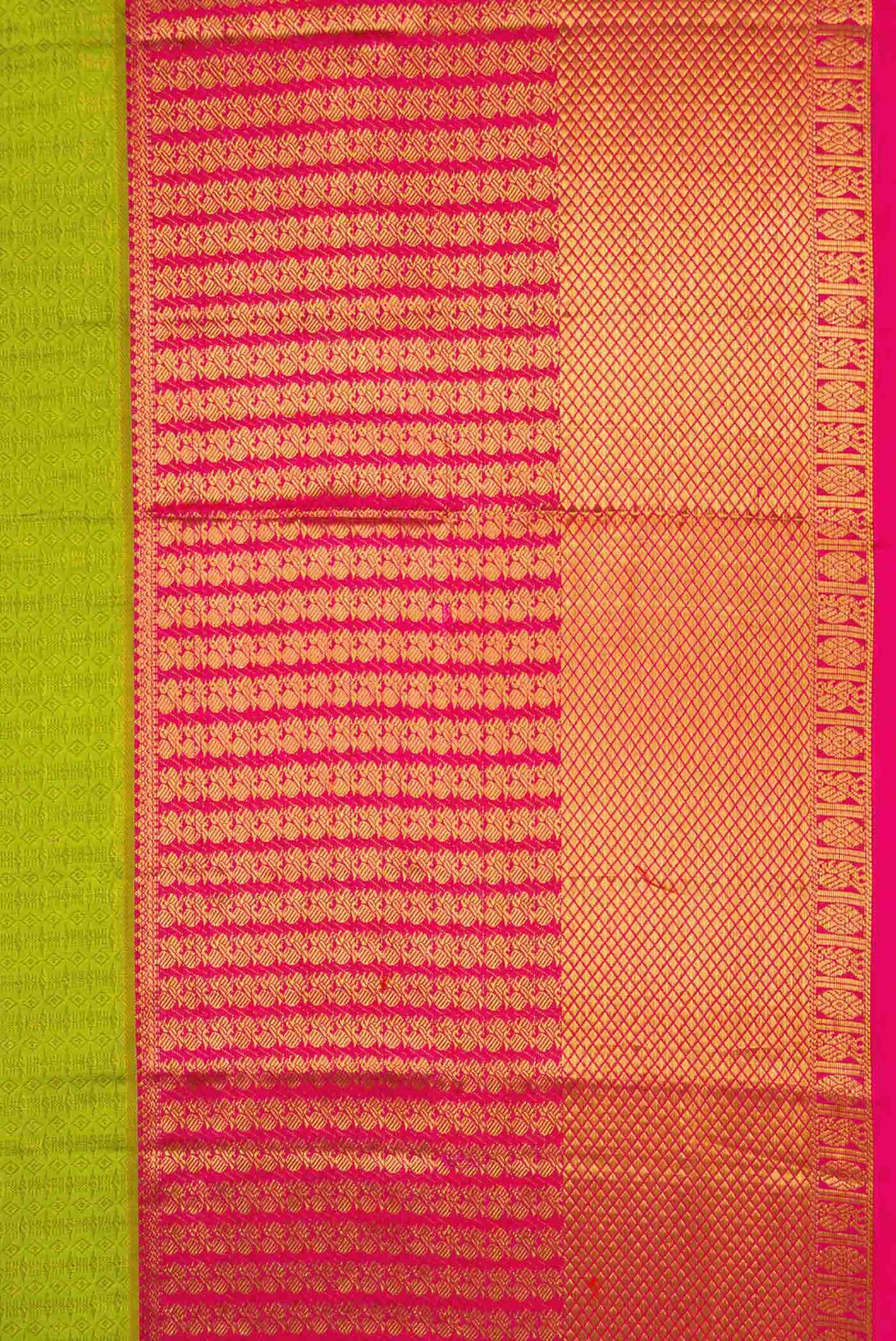 Parrot Green Kanchipuram Silk Saree