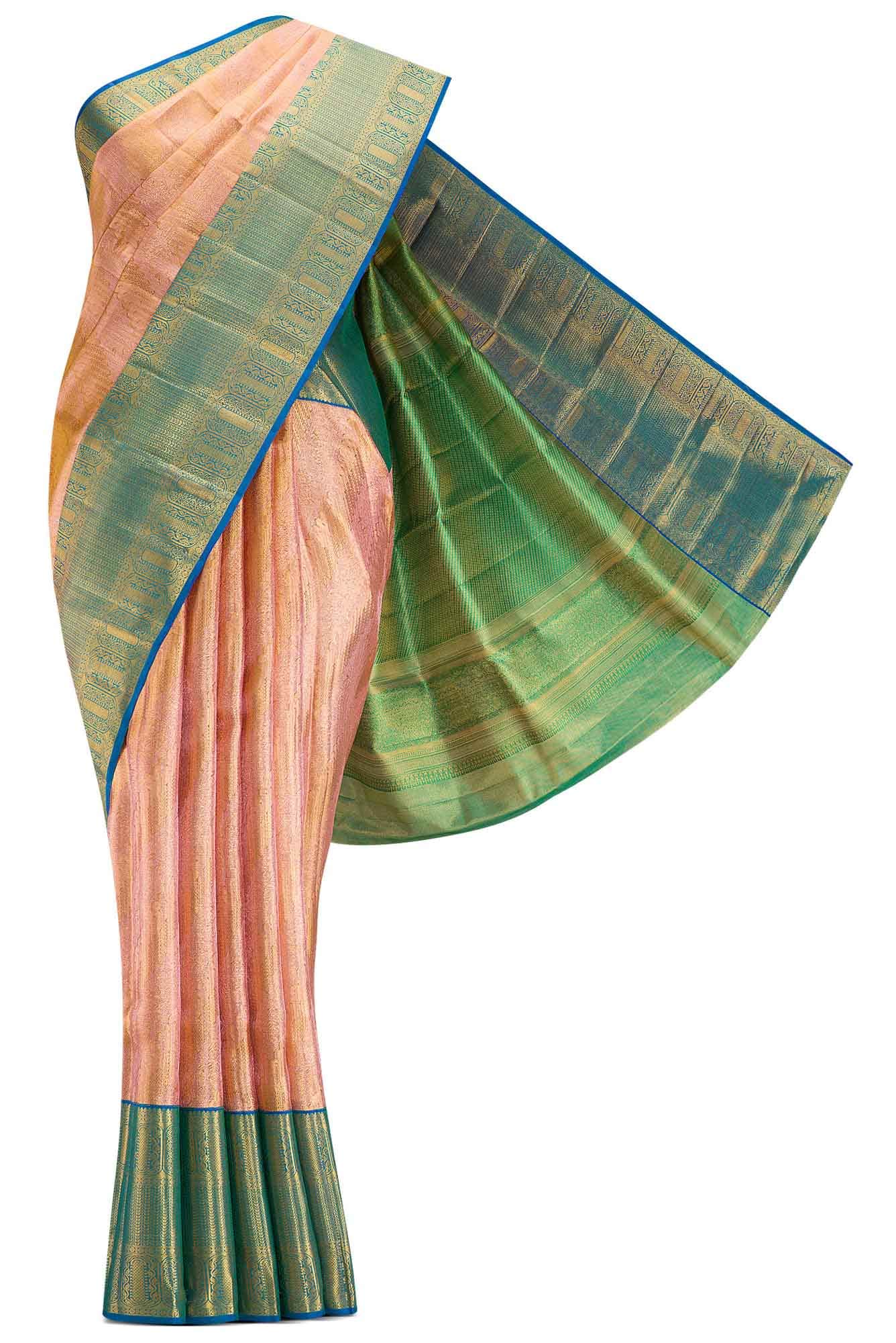 Pink Dual Tone Kanchipuram Tissue Silk Saree
