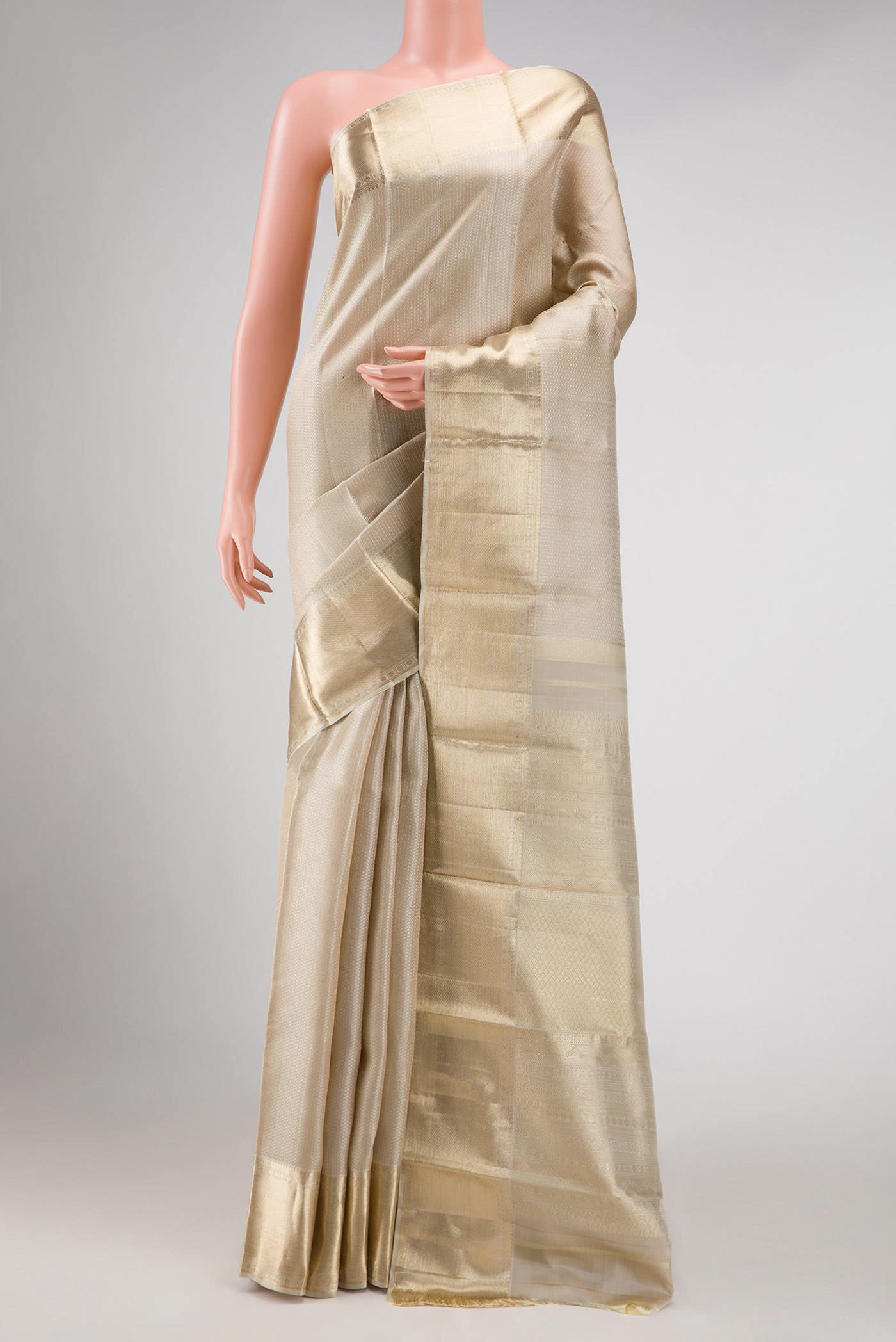 Beige Kanchipuram Tissue Silk Saree