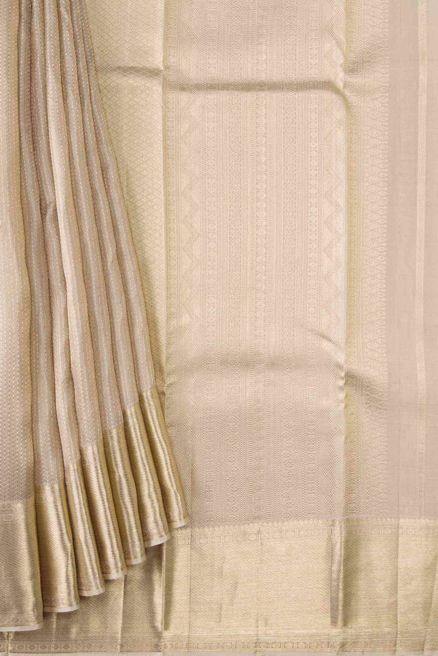 Beige Kanchipuram Tissue Silk Saree