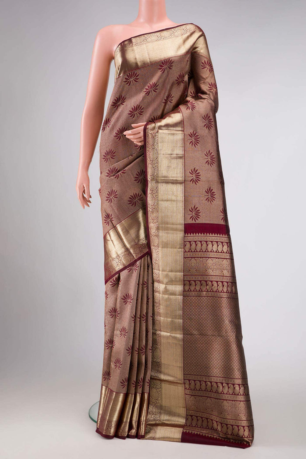 Maroon Dual Tone Kanchipuram Silk Saree