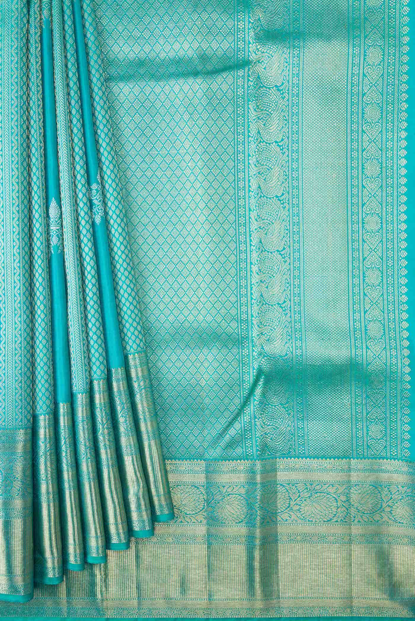 Sky Blue Kanchipuram Silk Saree