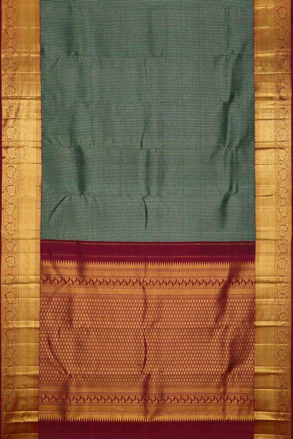 Bottle Green Dual Tone Kanchipuram Silk Saree