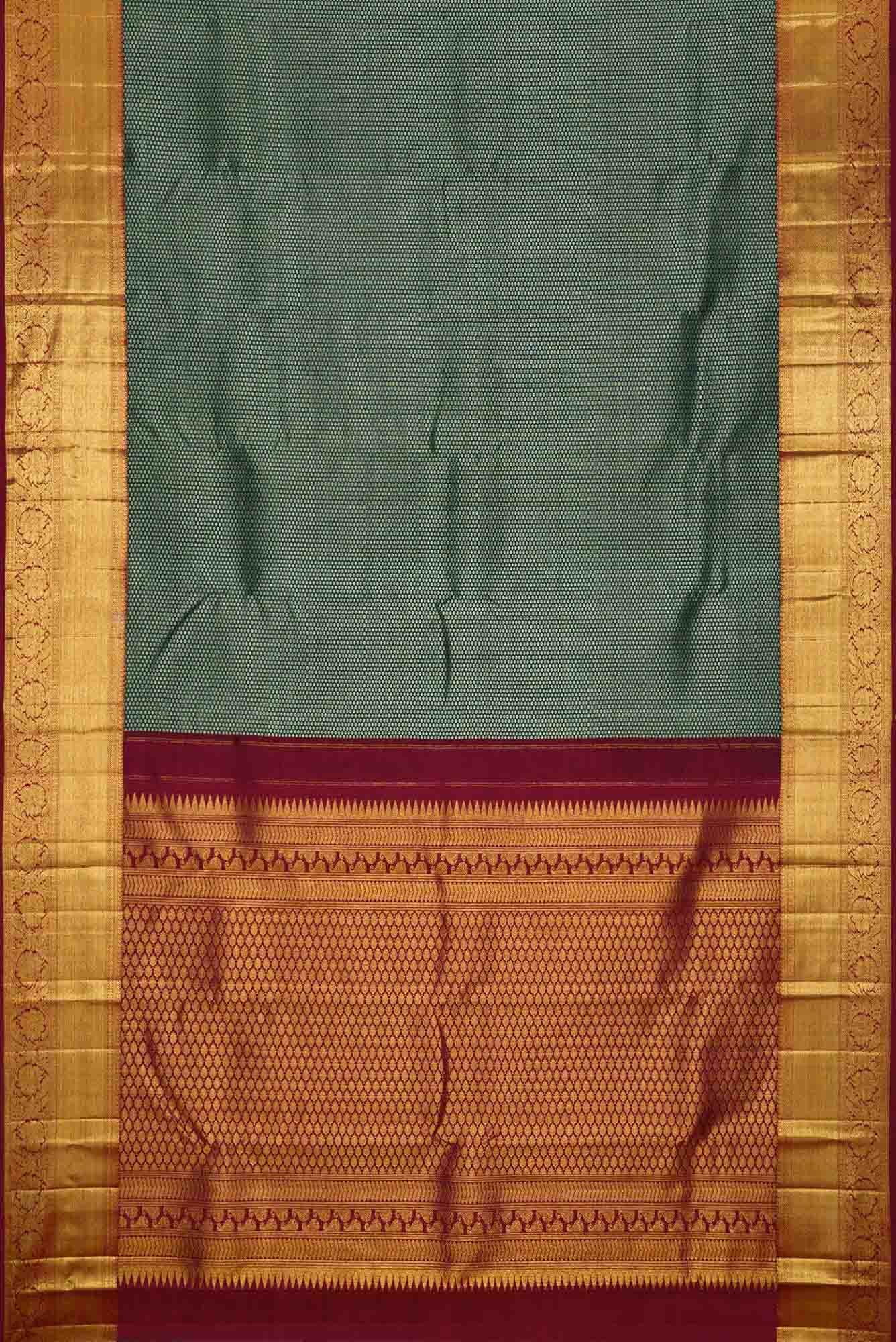 Bottle Green Dual Tone Kanchipuram Silk Saree