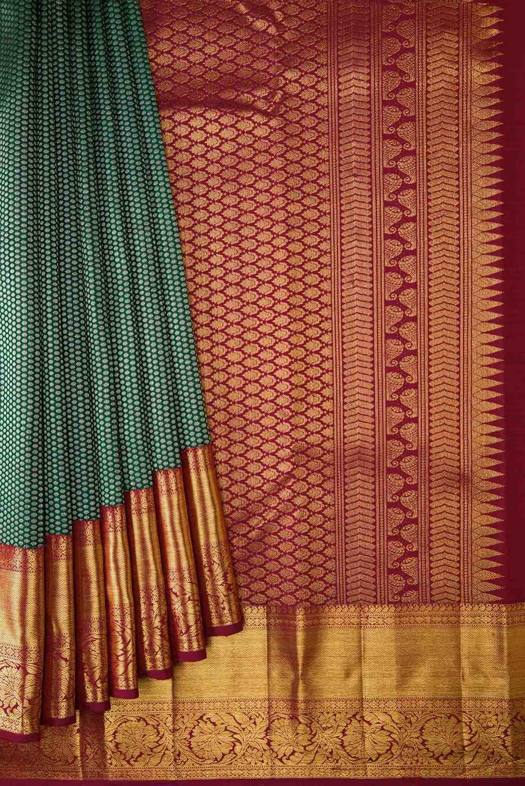 Bottle Green Dual Tone Kanchipuram Silk Saree