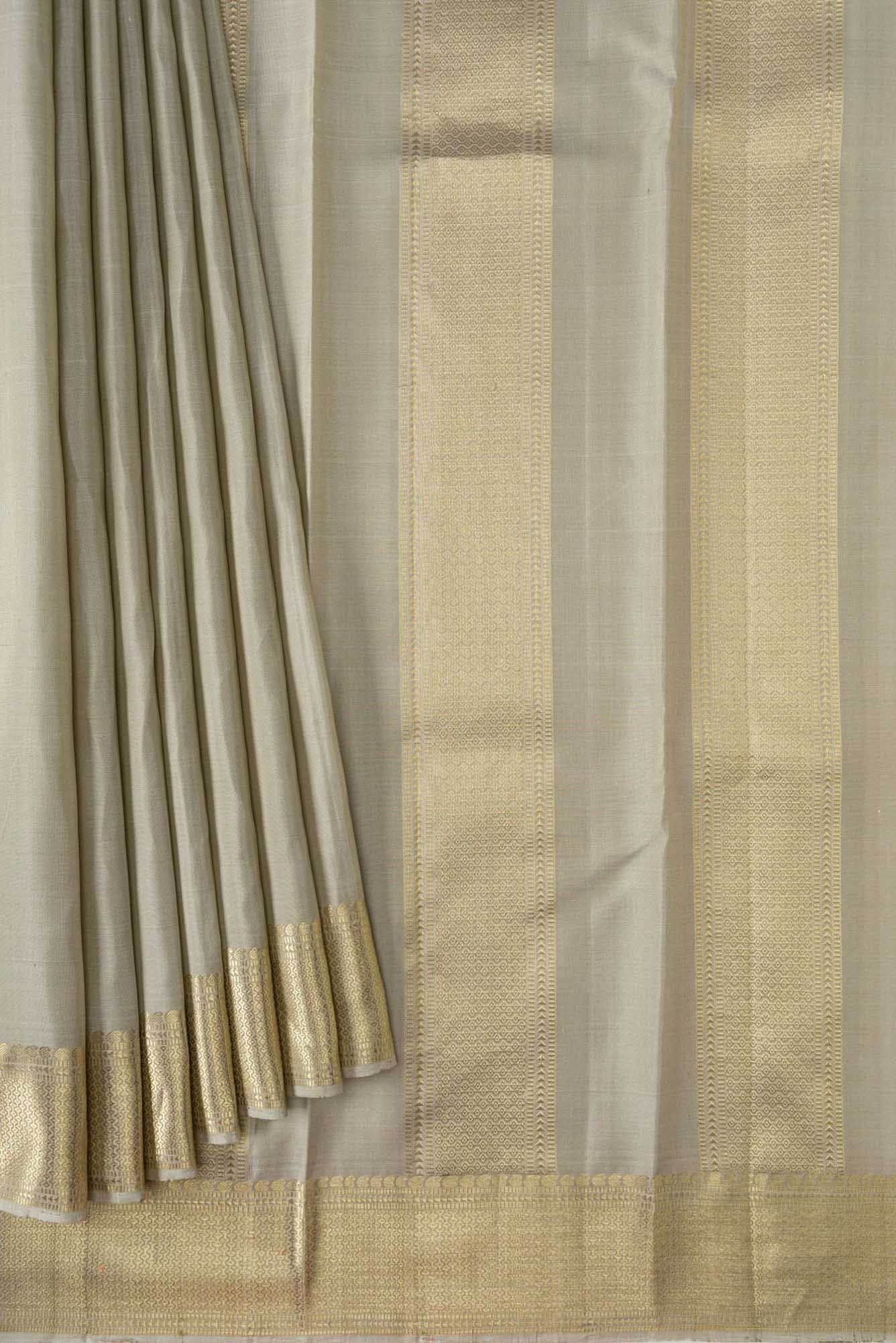 Dark Beige Dual Tone Kanchipuram Silk Saree
