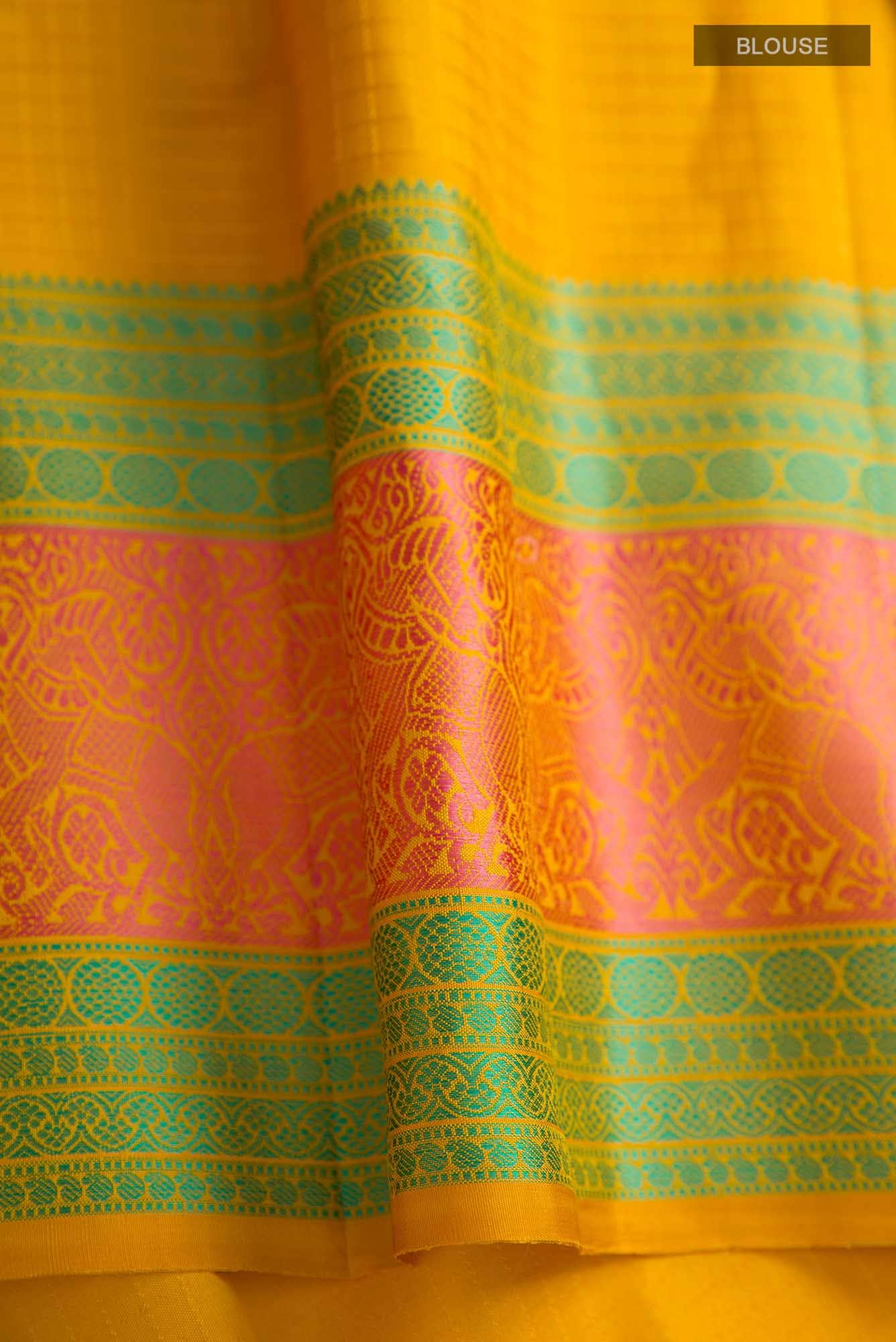 Yellow Dual Tone Kanchipuram Silk Saree