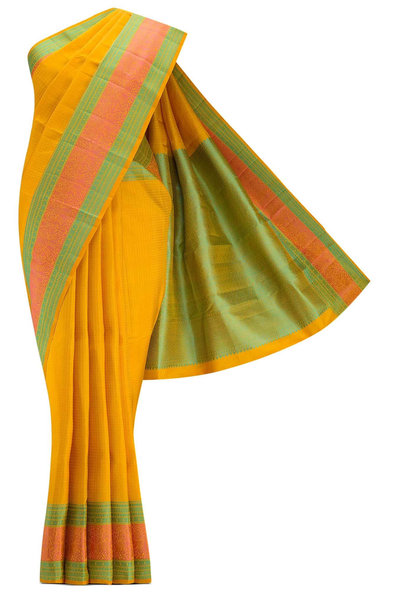 Yellow Dual Tone Kanchipuram Silk Saree