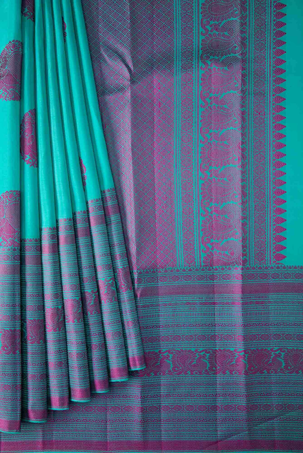 Sky Blue Dual Tone Kanchipuram Silk Saree