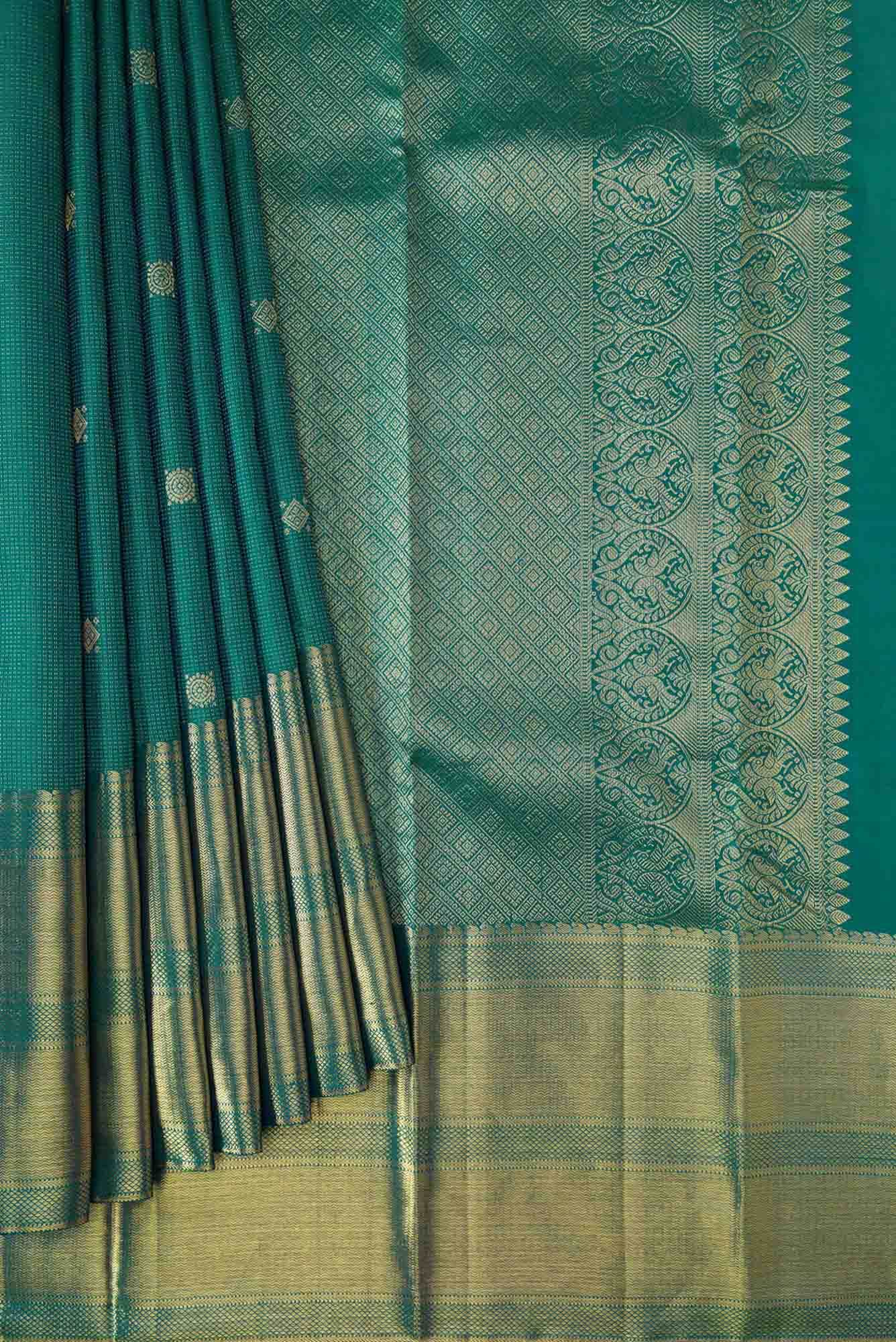 Green Dual Tone Kanchipuram Silk Saree