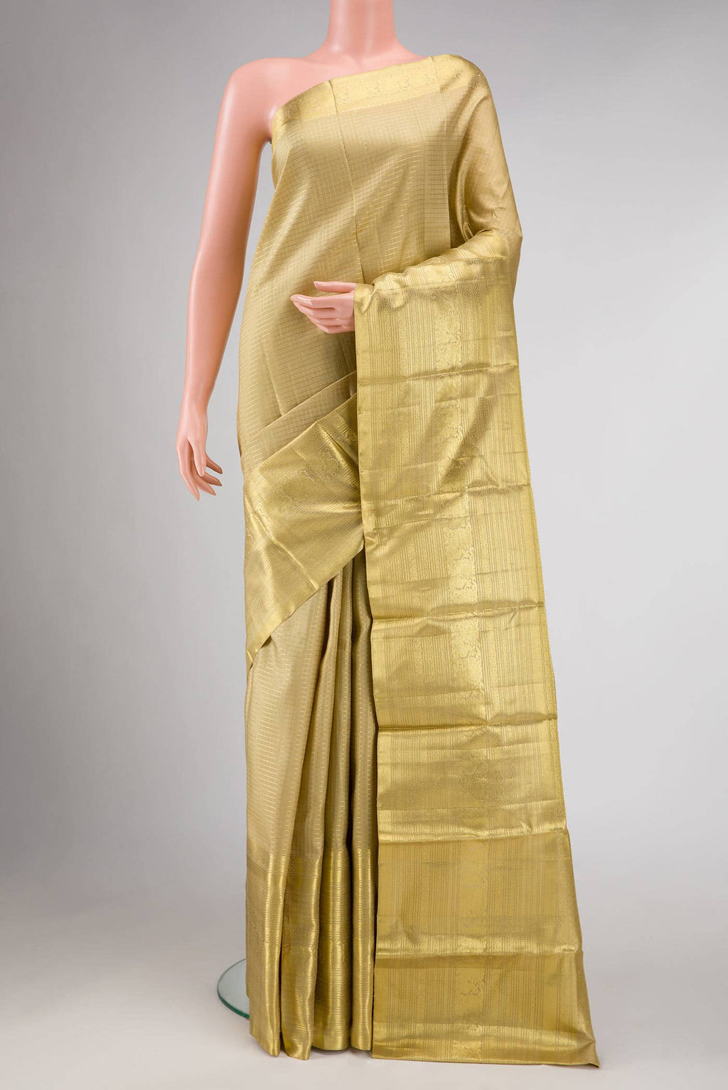Beige Kanchipuram Silk Saree