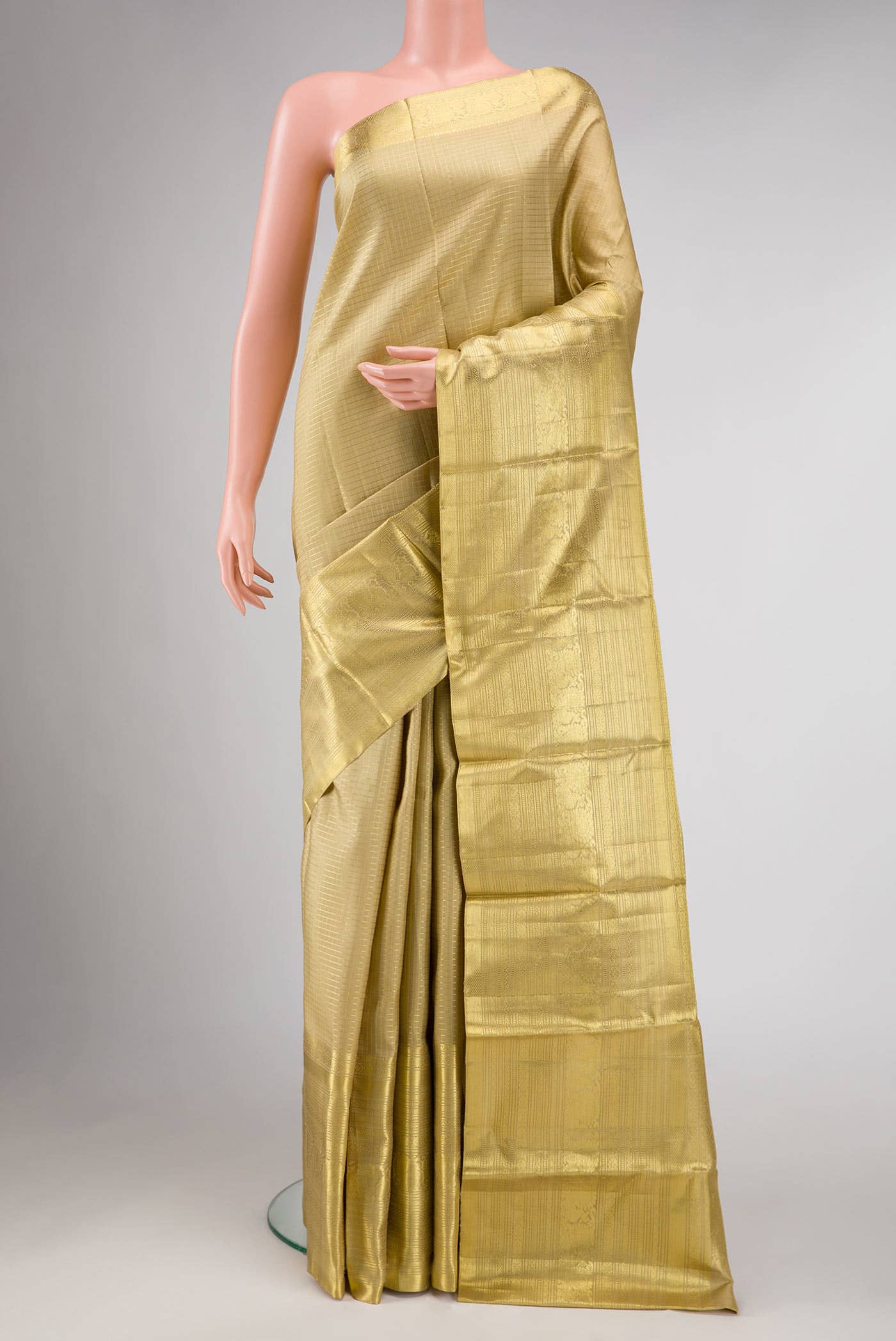 Beige Kanchipuram Silk Saree