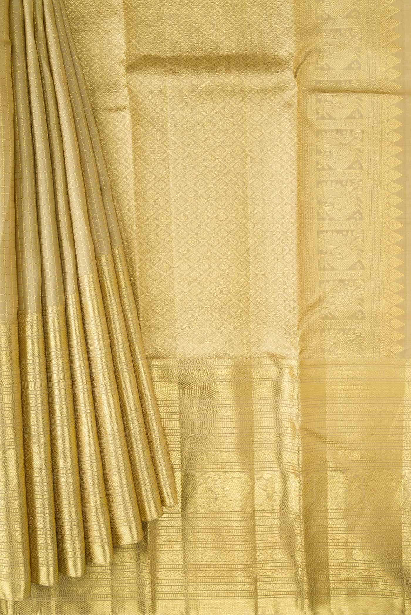 Beige Kanchipuram Silk Saree